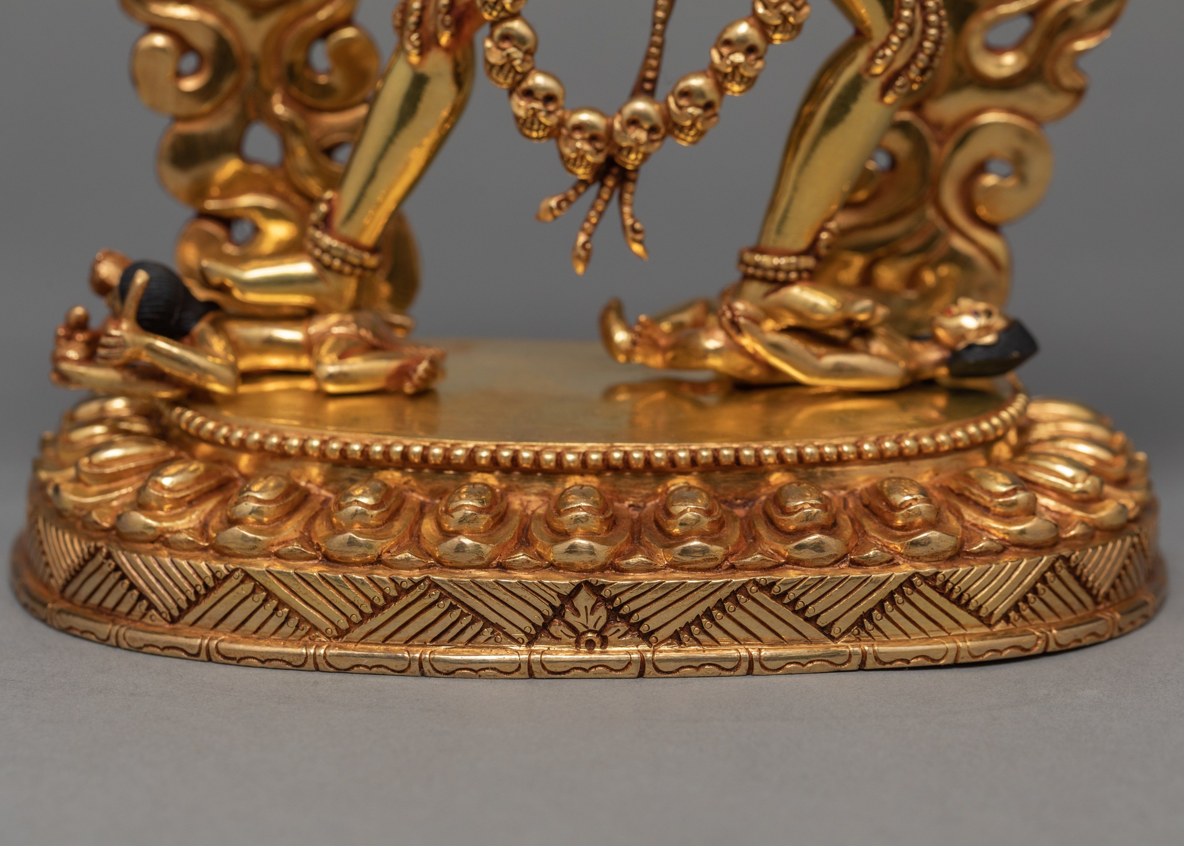 Vajrayogini Statue, Traditionally Hand Carved Dakini Statue Gilded in 24K Gold