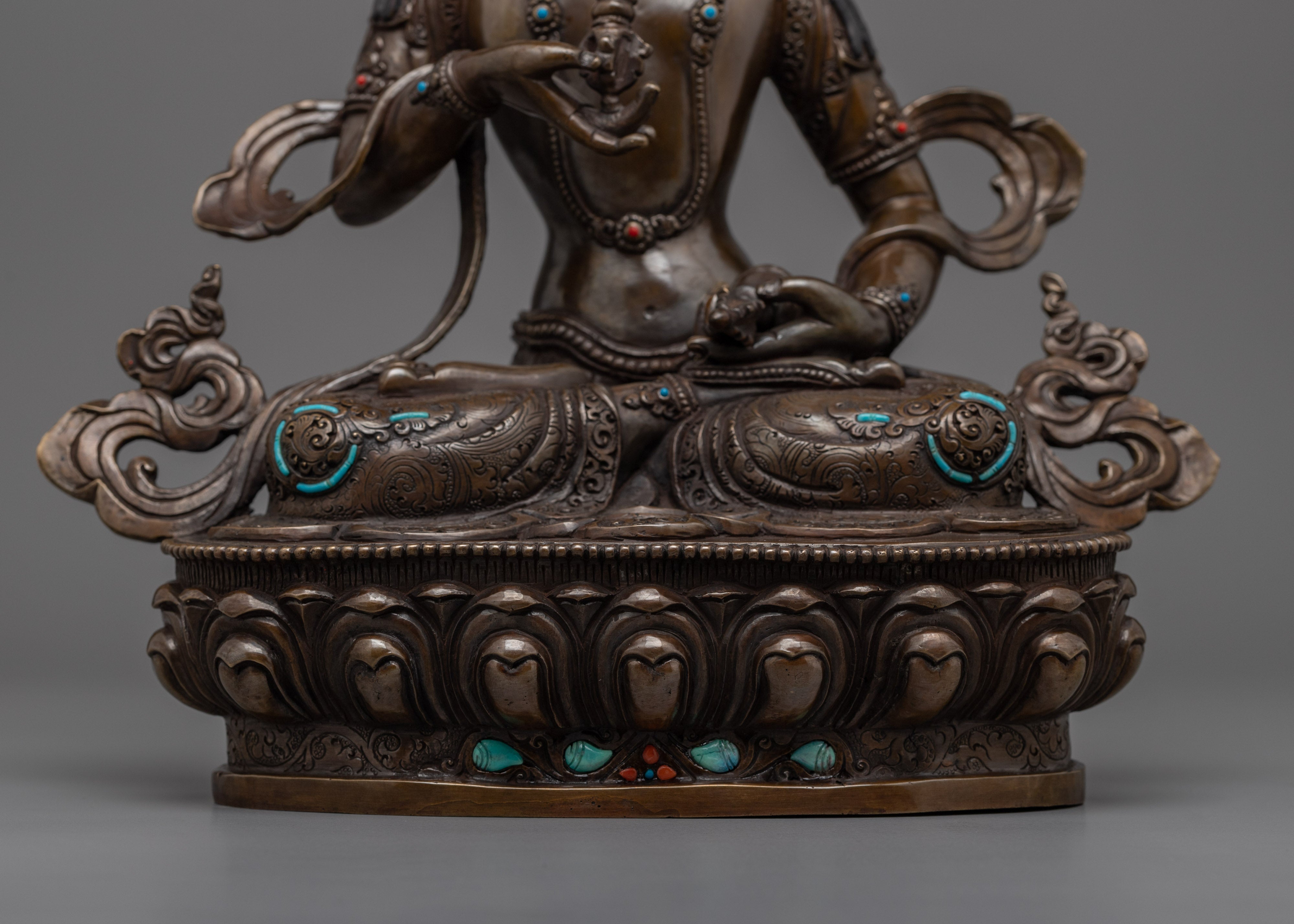 Bodhisattva Vajrasattva Statue for Meditation and Ritual | Oxidized Copper Buddhist Artwork