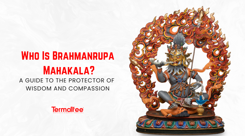 Brahmanrupa Mahakala, or Gonpo Bramzehi in Tibetan, is a powerful and revered Dharmapala (Dharma protector) in Tibetan Buddhism, embodying wisdom and fierce compassion. 