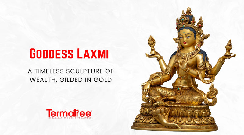 The artisan handcrafted artwork summons the present vibrancy of goddess Laxmi instead of presenting a conventional religious sculpture