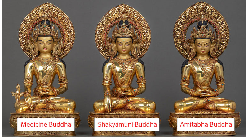 Shakyamuni-Amitabha-Medicine-Buddha-Three-Statue-Set