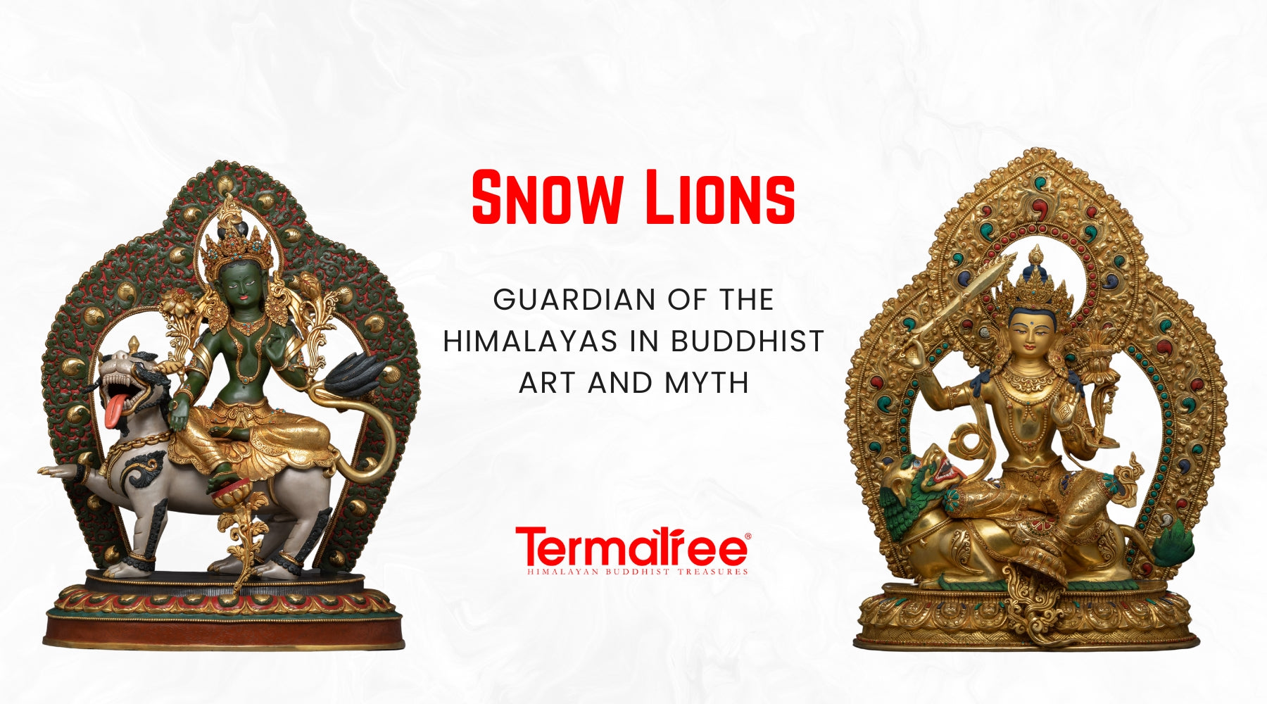 Snow Lions serve as symbols in Tibetan Buddhism and operate beyond a decorative function since they convey spiritual power in living, energetic visual metaphors.