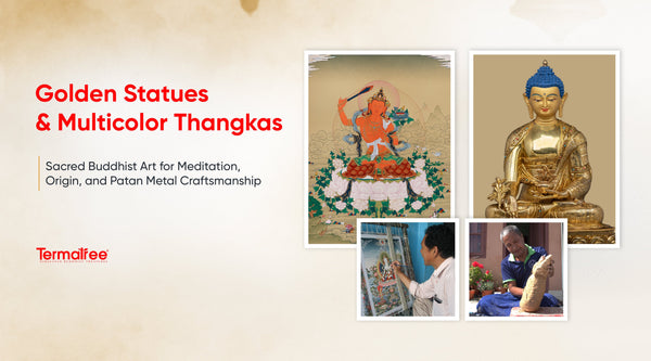 Golden Statues and Multicolor Thangkas: Sacred Buddhist Art for Meditation, Origin, and Patan Metal Craftsmanship