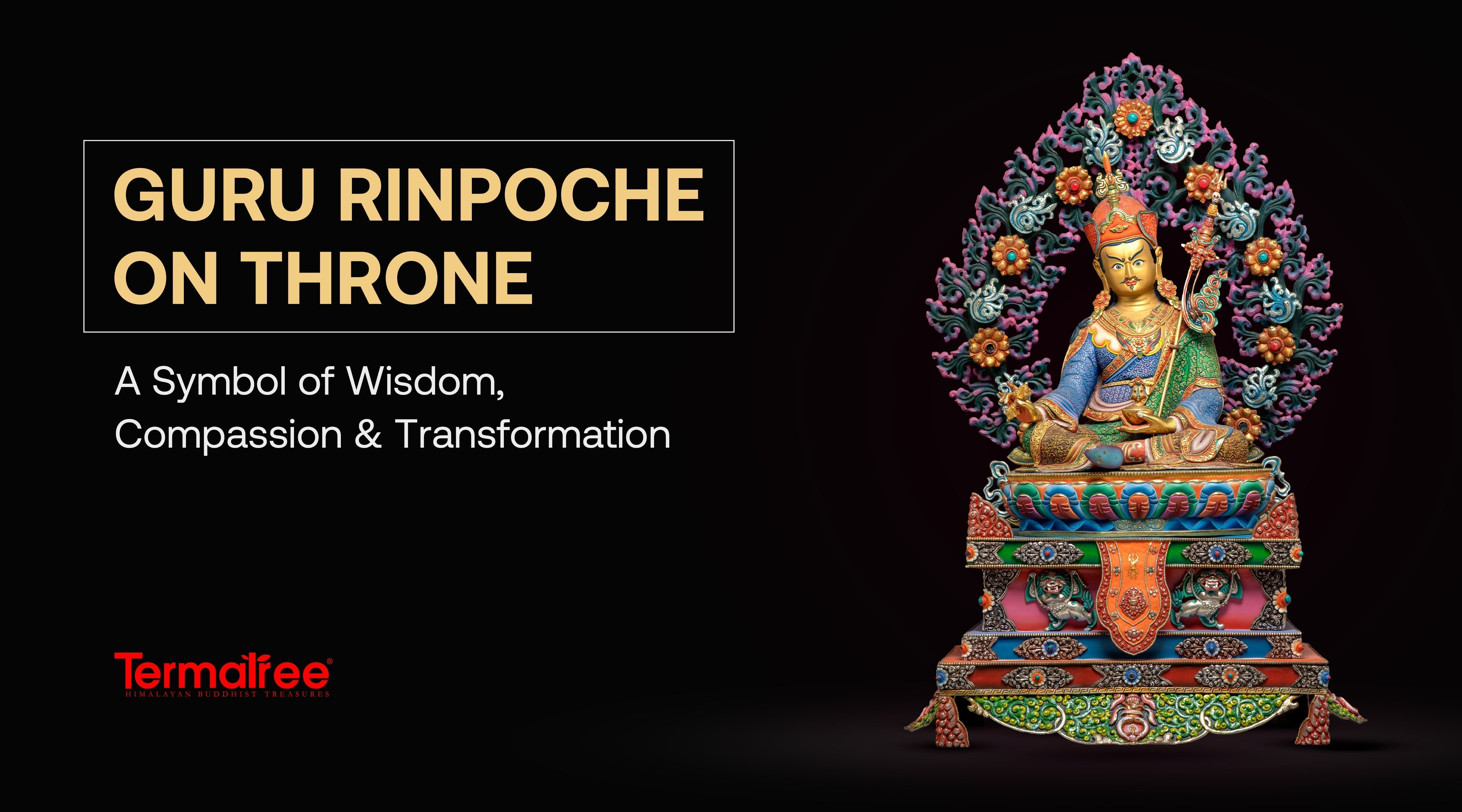 Guru Rinpoche on Throne Statue: A Divine Representation of Padmasambhava