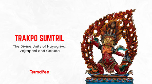 Trakpo Sumtril is a profound tantric practice in Tibetan Buddhism, emphasizing the united power of three wrathful deities: Hayagriva, Vajrapani, and Garuda. 