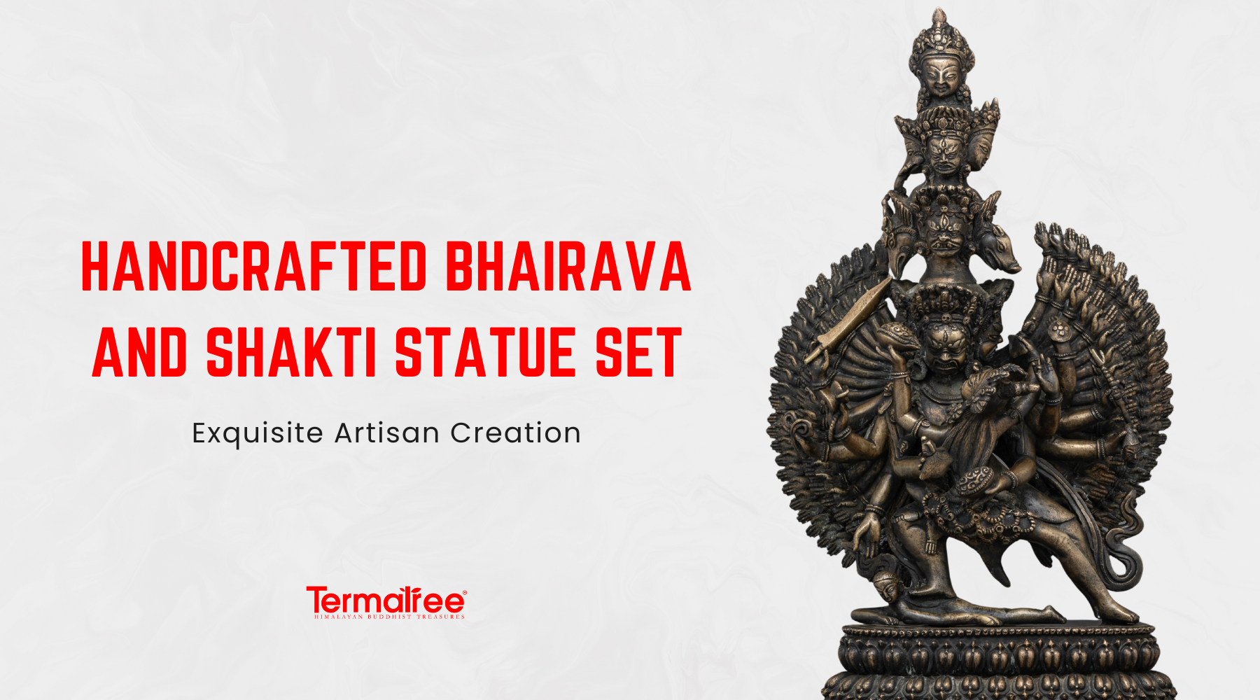 Handcrafted Bhairava and Shakti Statue Set: Exquisite Artisan Creation