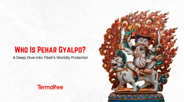 Pehar Gyalpo is a prominent guardian deity in Tibetan Buddhism, and was originally a gyalpo spirit with a fierce and unpredictable temperament. 