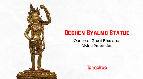  Yumka Dechen Gyamo is the primary dakini in the Yumka Dechen Gyalmo sadhana, representing the inseparability of bliss and emptiness and wisdom and fierce compassion. 
