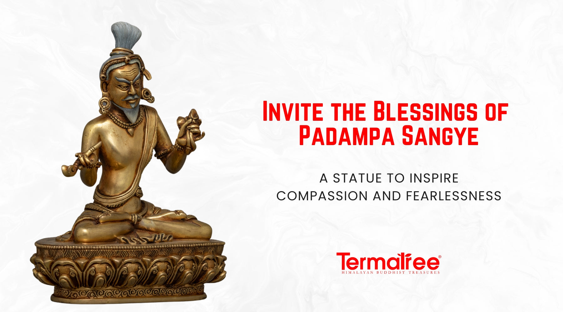 This copper statue of Padampa Sangye is a one-of-a-kind, handcrafted work, available exclusively from TermaTree