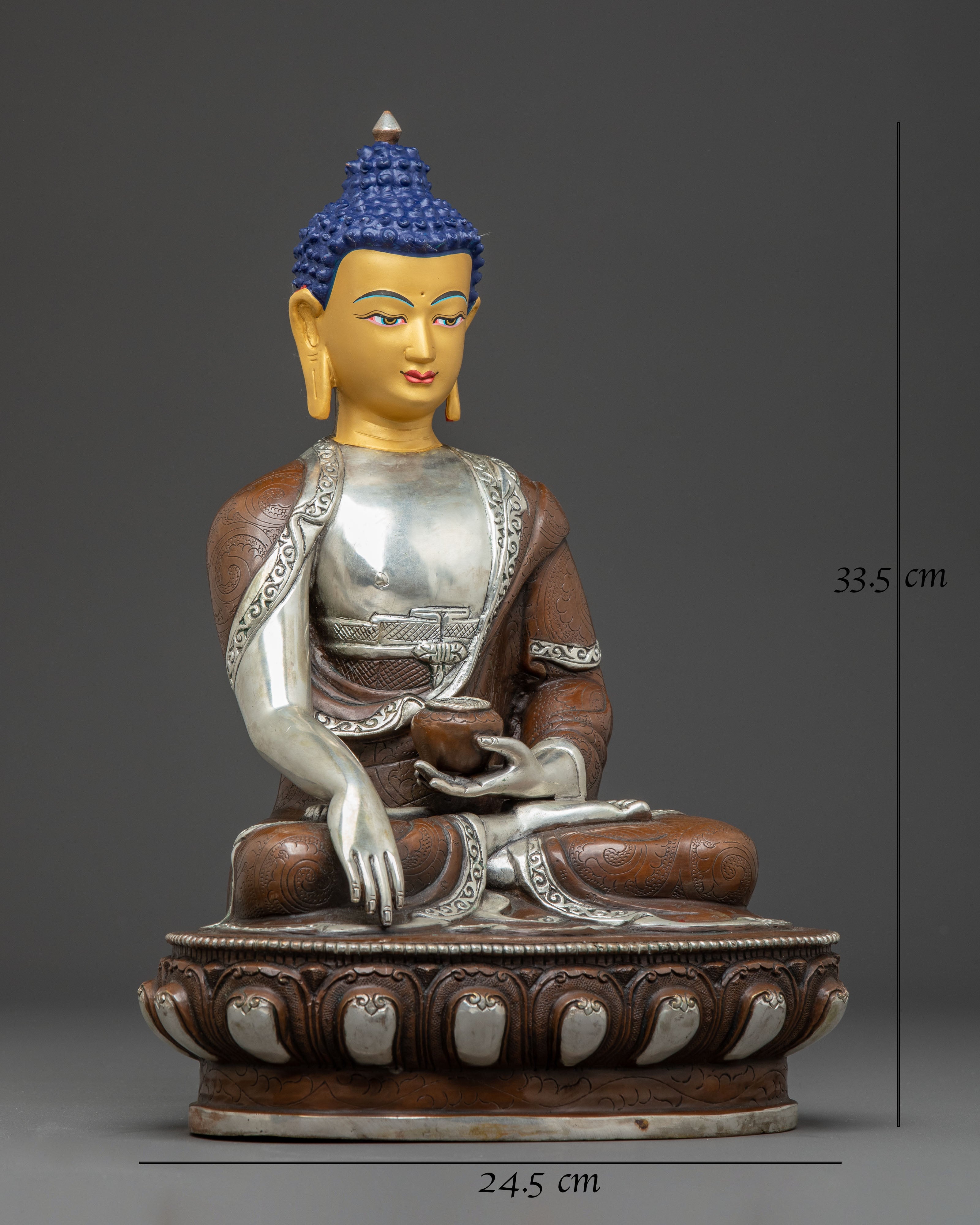 Serene Buddha Shakyamuni Oxidized Copper Statue | Traditional Artwork