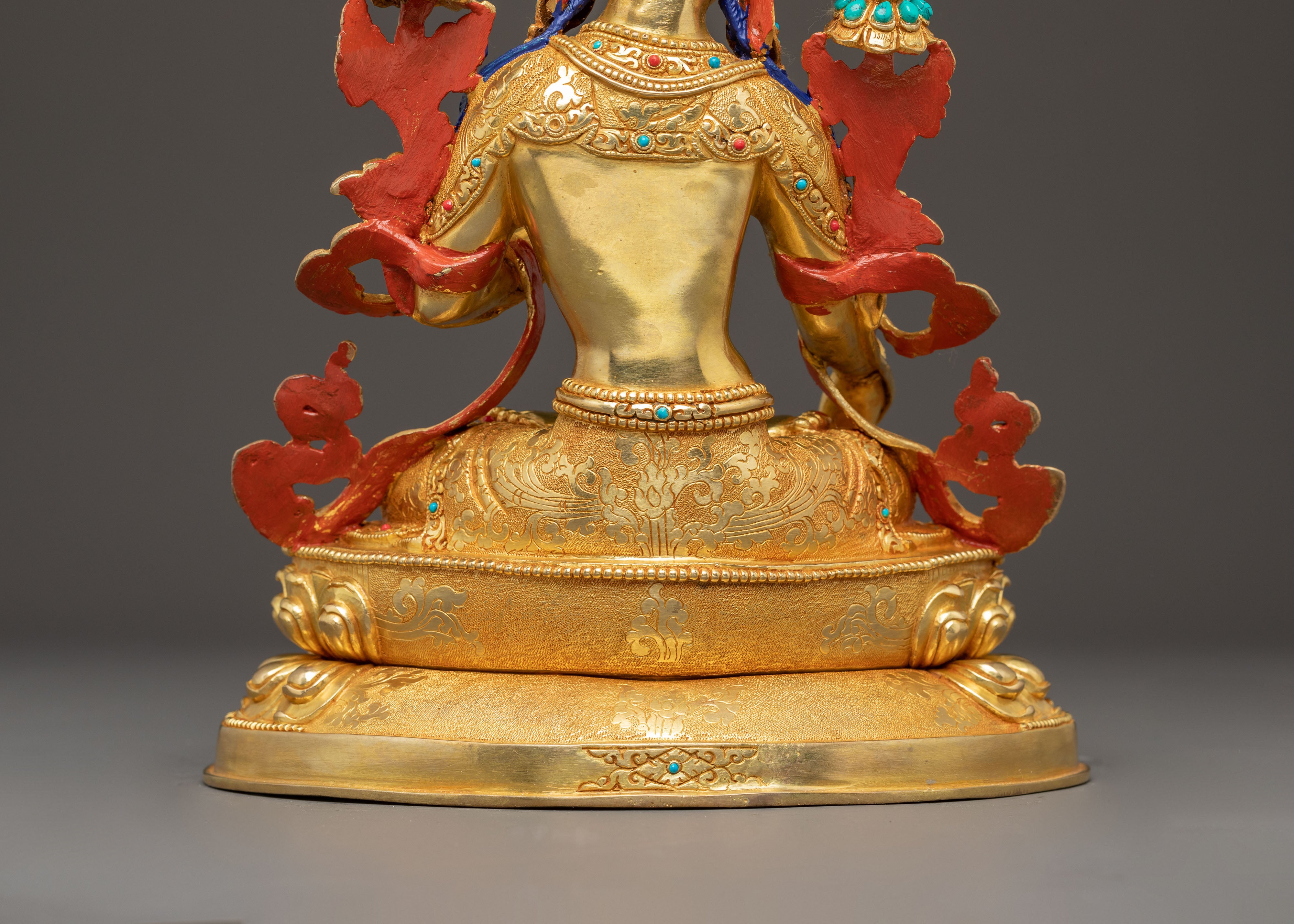 Sacred Seven-Eyed Deity White Tara Golden Sculpture
