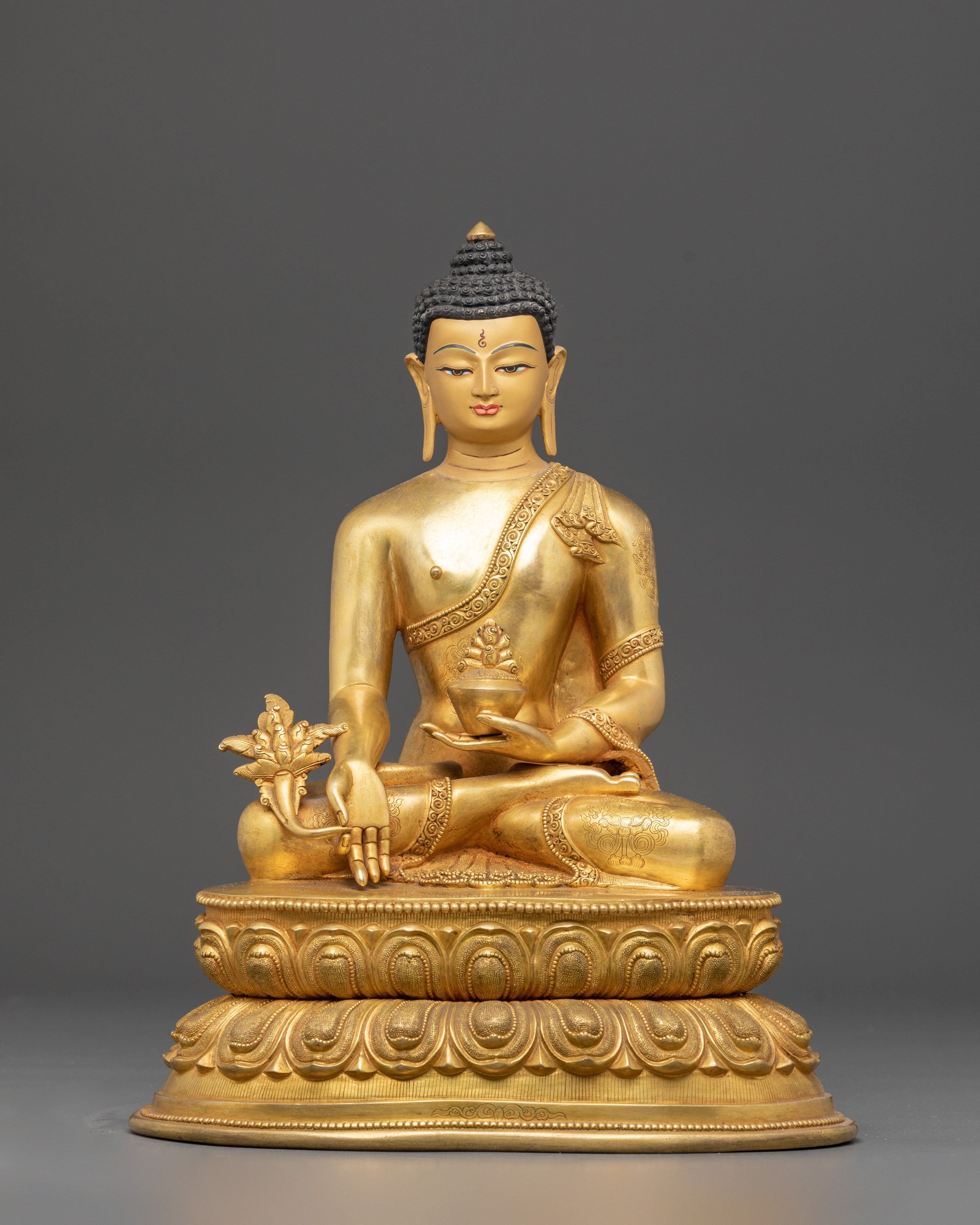 Handmade Serene Healer Medicine Buddha Bhaisajyaguru Art | Tibetan Healing Deity