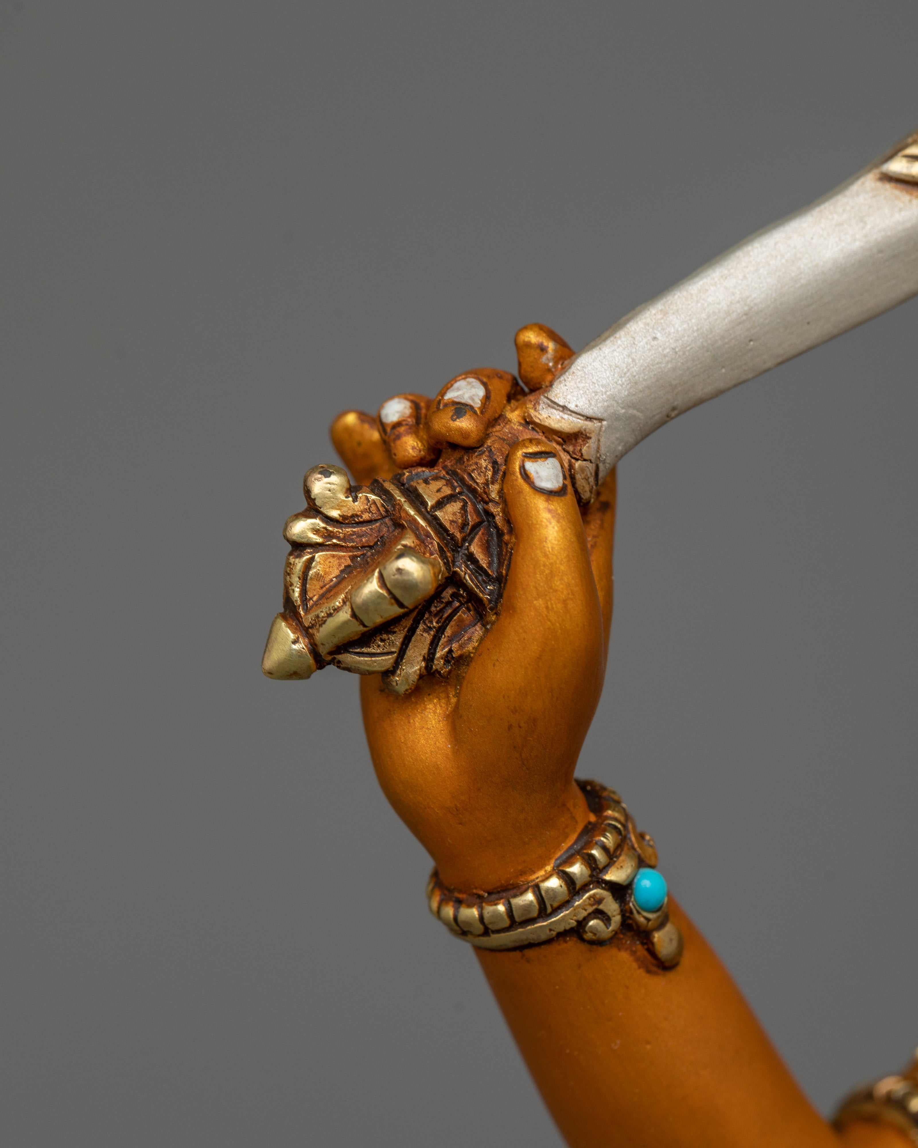 Colorful Manjushri Statue | Wisdom’s Radiant Beacon in Hand-Painted Detail