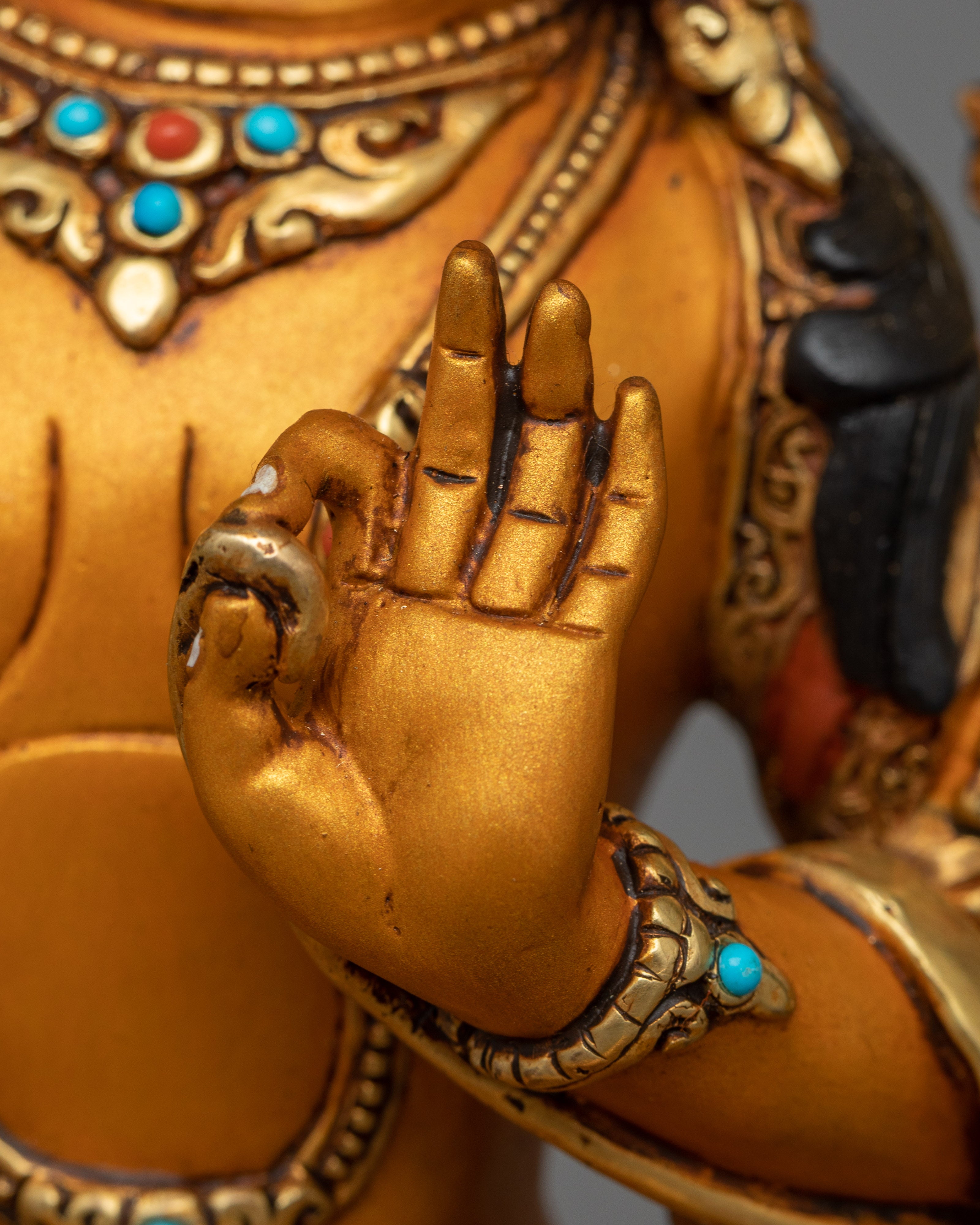 Colorful Manjushri Statue | Wisdom’s Radiant Beacon in Hand-Painted Detail