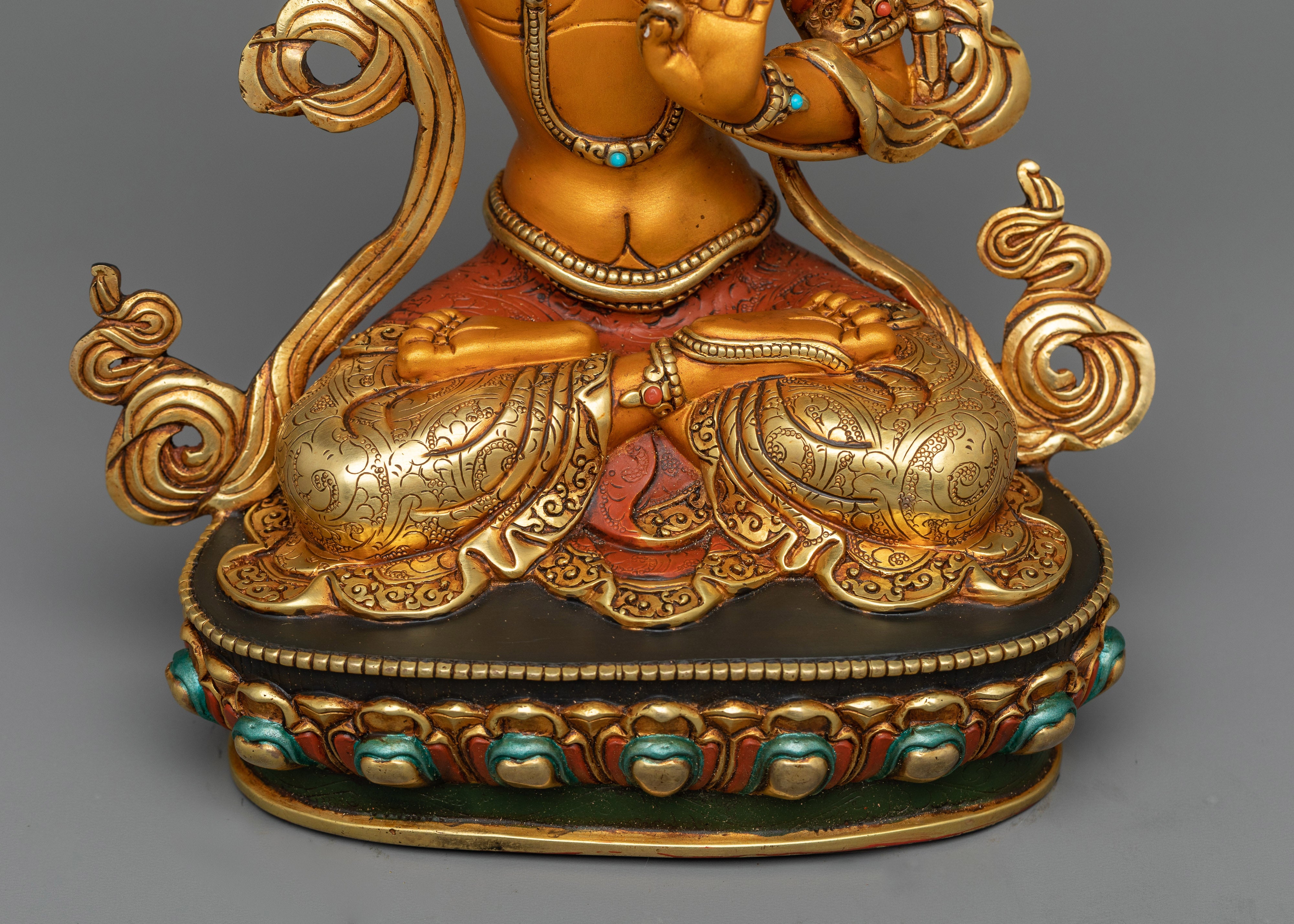 Colorful Manjushri Statue | Wisdom’s Radiant Beacon in Hand-Painted Detail