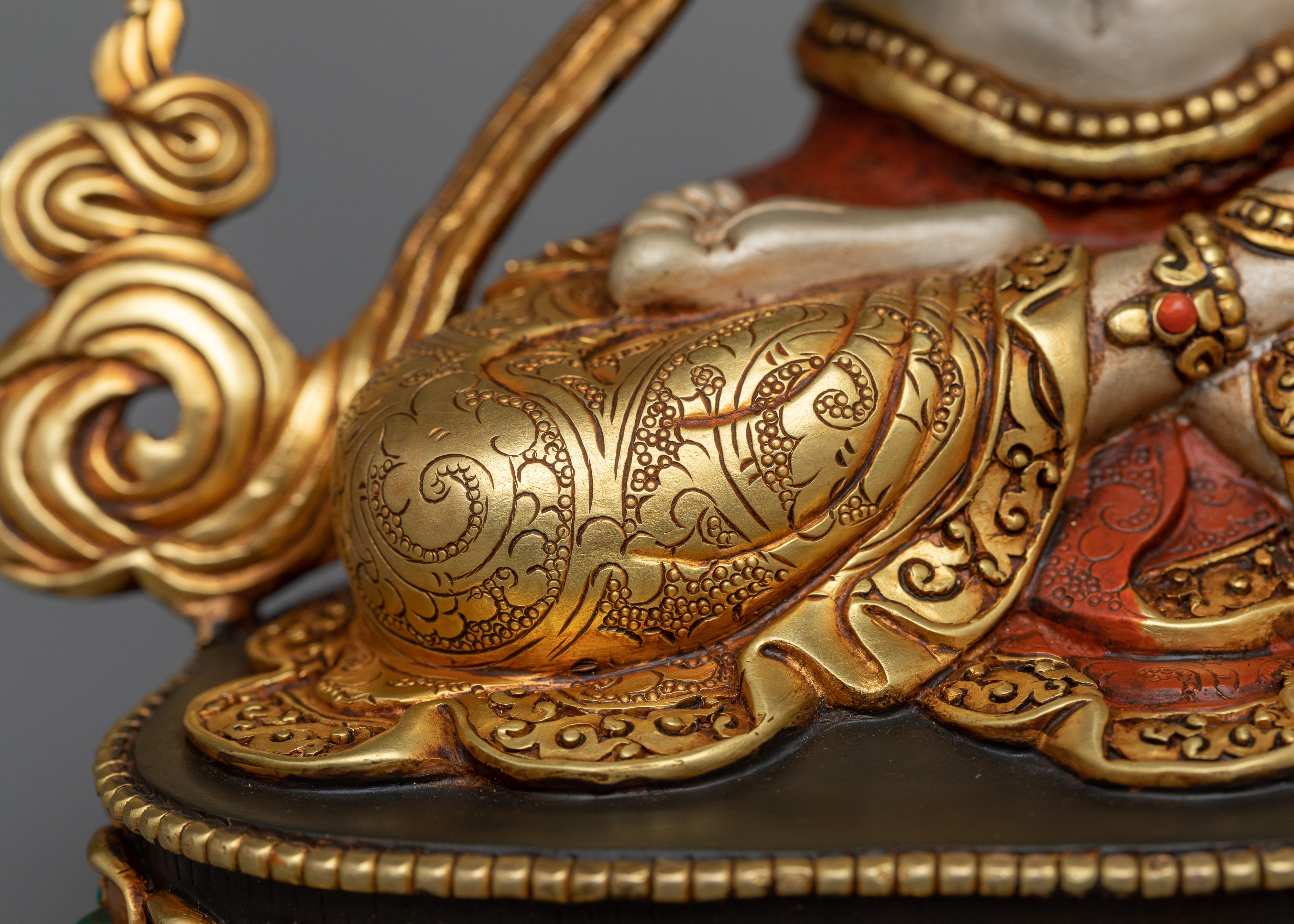 Colorful Vajrasattva Sculpture | 24K Gold Gilded with Hand-Painted Details