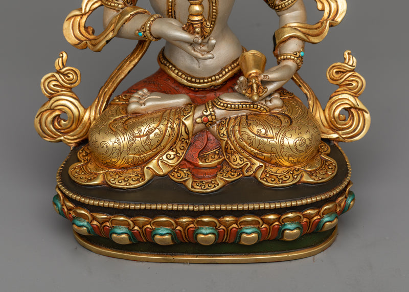 Colorful Vajrasattva Sculpture | 24K Gold Gilded with Hand-Painted Details