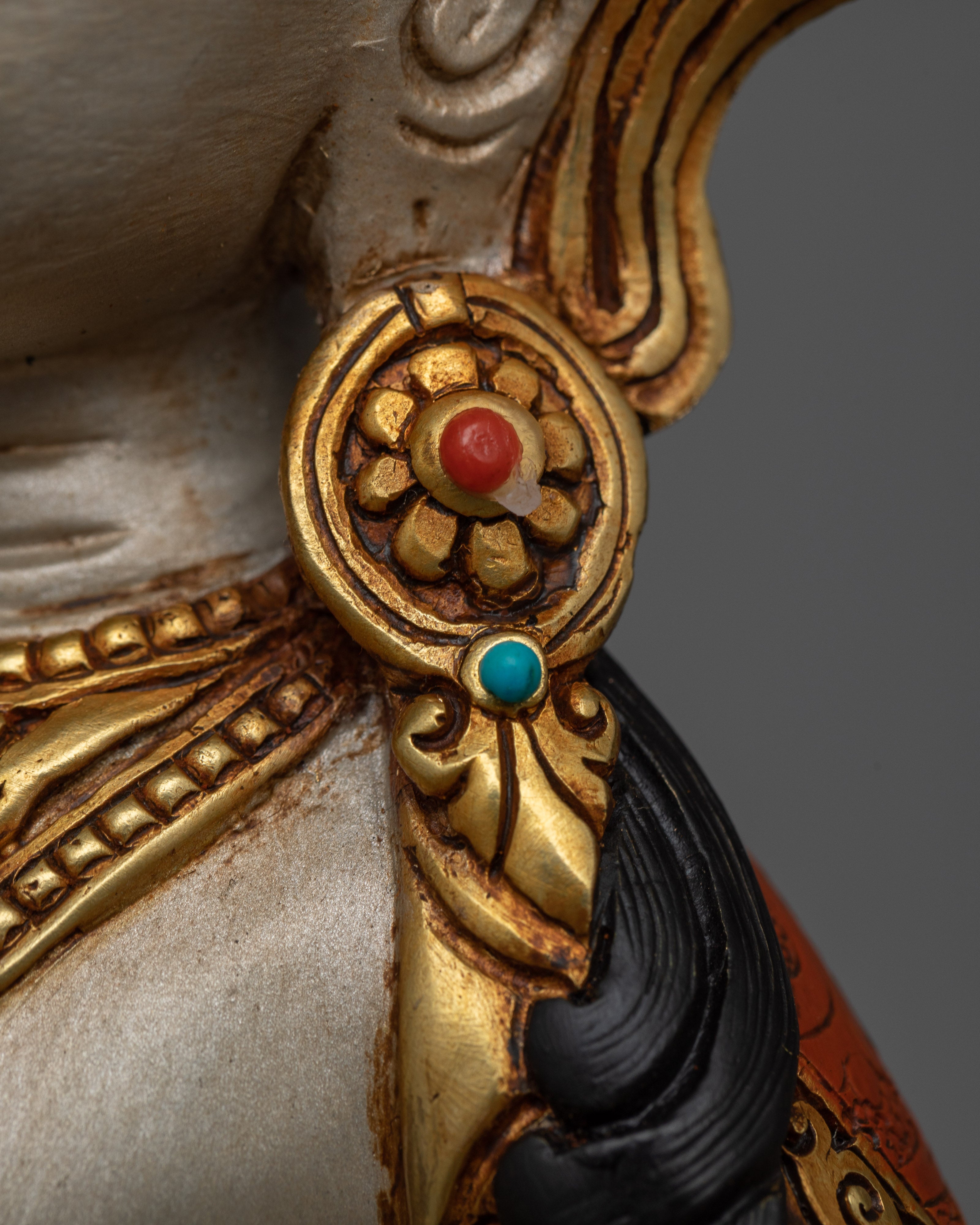 Colorful Vajrasattva Sculpture | 24K Gold Gilded with Hand-Painted Details