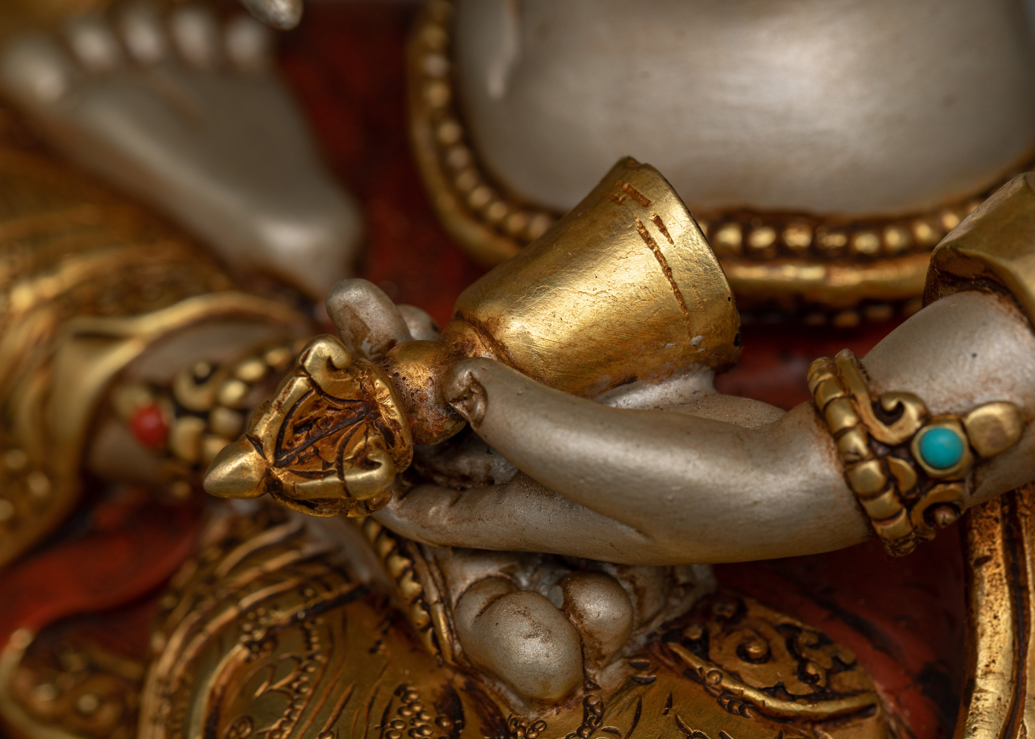 Colorful Vajrasattva Sculpture | 24K Gold Gilded with Hand-Painted Details