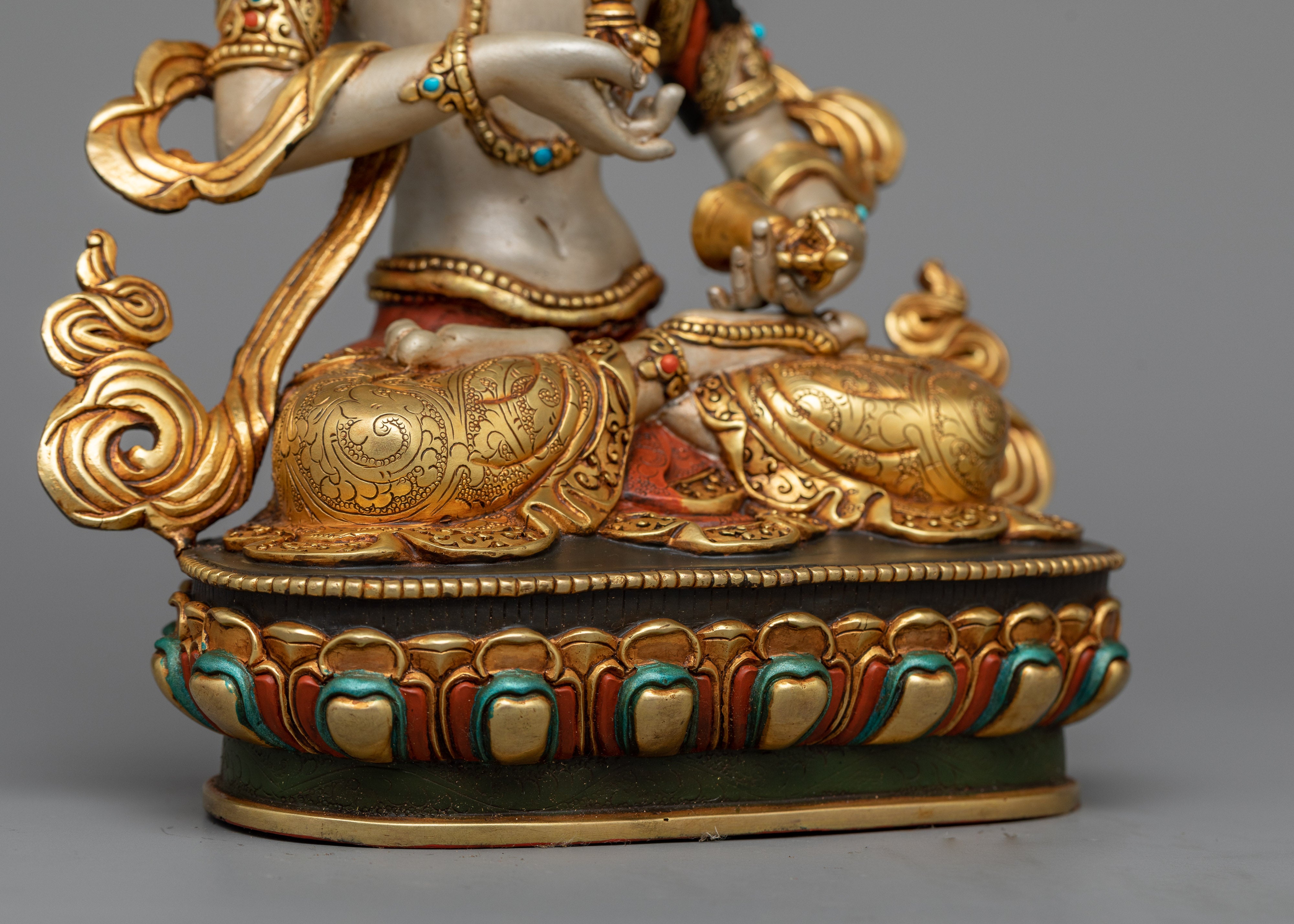 Colorful Vajrasattva Sculpture | 24K Gold Gilded with Hand-Painted Details