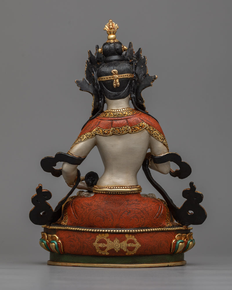 Colorful Vajrasattva Sculpture | 24K Gold Gilded with Hand-Painted Details