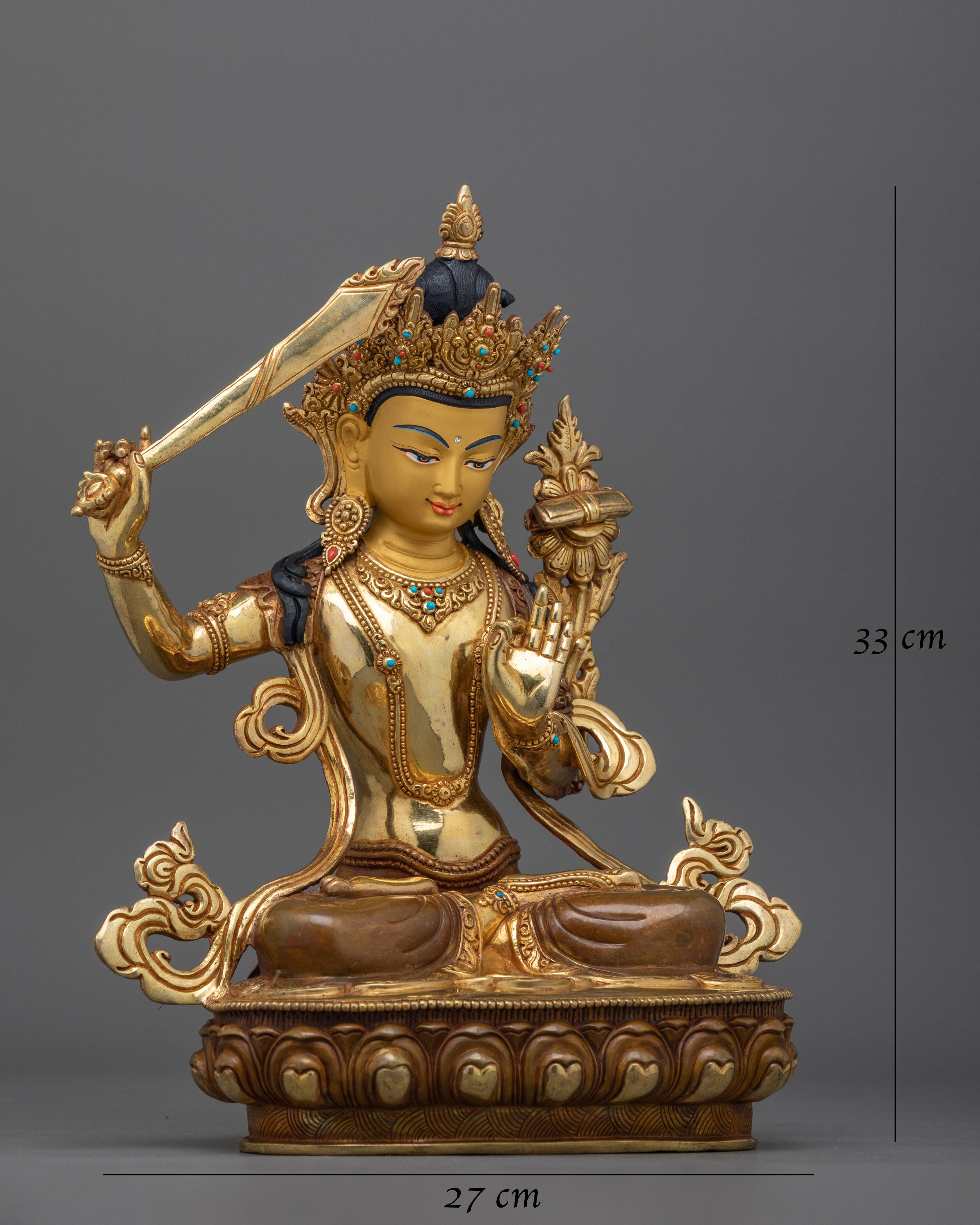 manjushri-beautiful copper sculpture