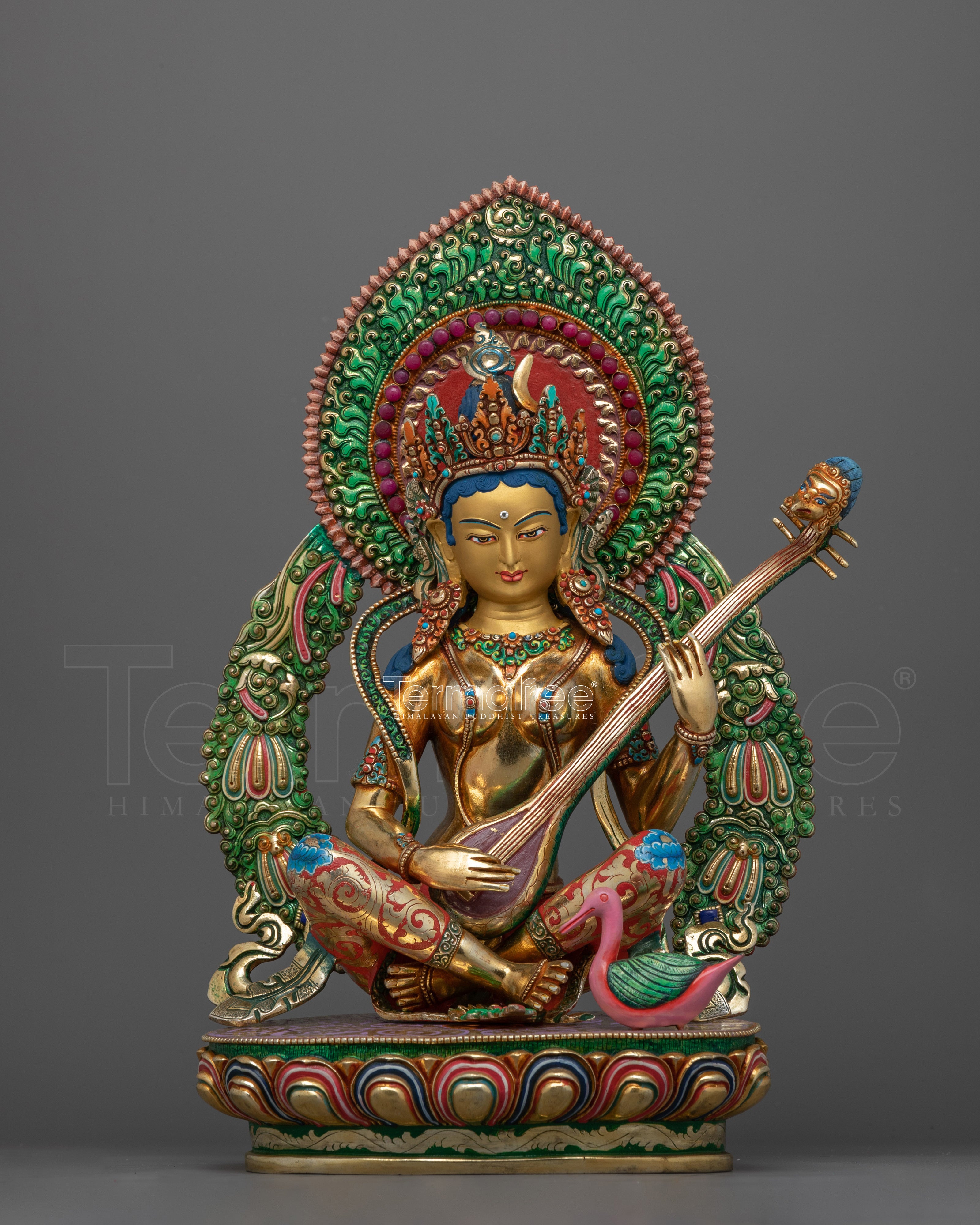 Tranquil Saraswati River Goddess Statue | Embodiment of Wisdom and Creativity