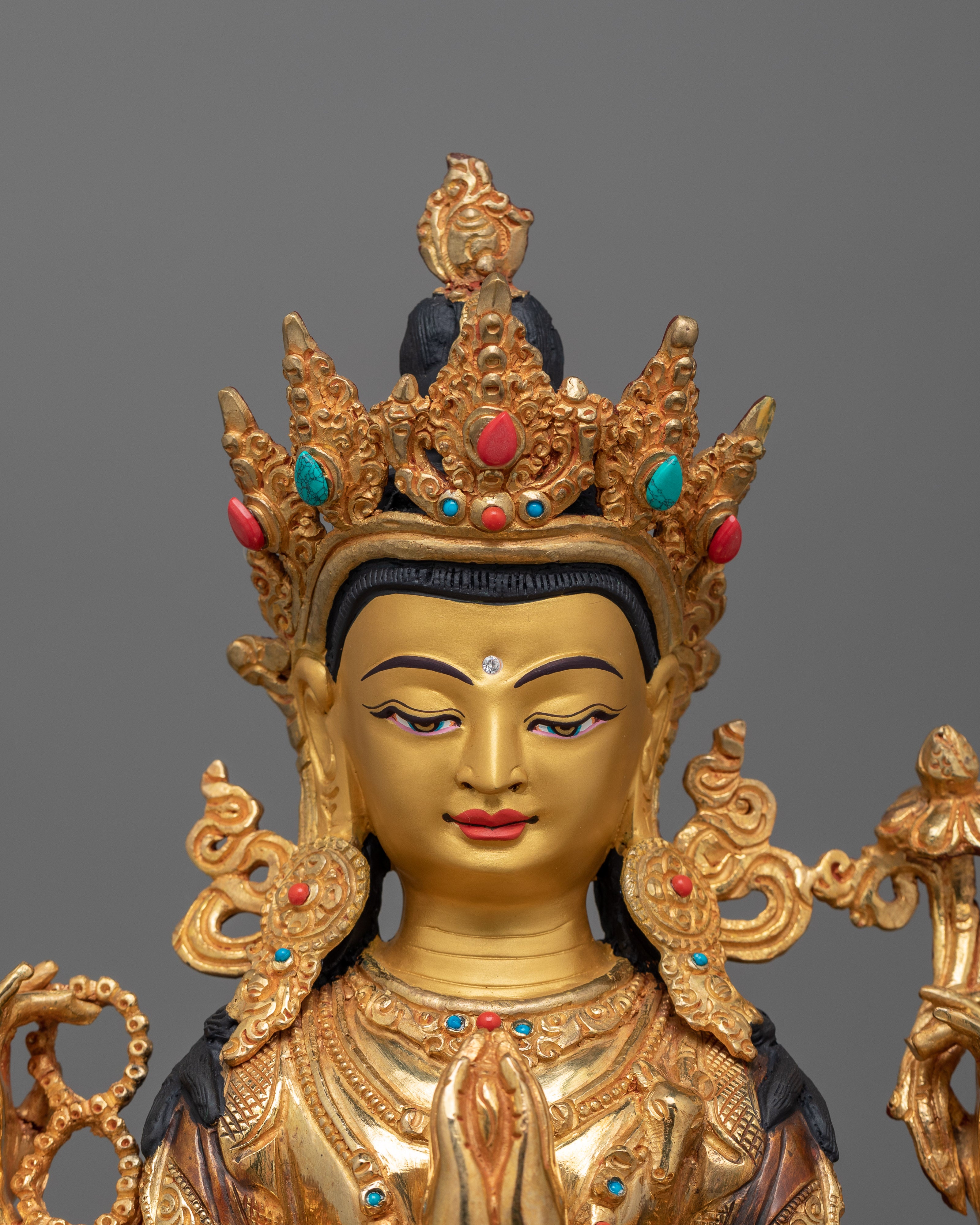 Bodhisattva Chenrezig Buddha Statue Sacred Art | Traditionally Handcrafted Copper Figure