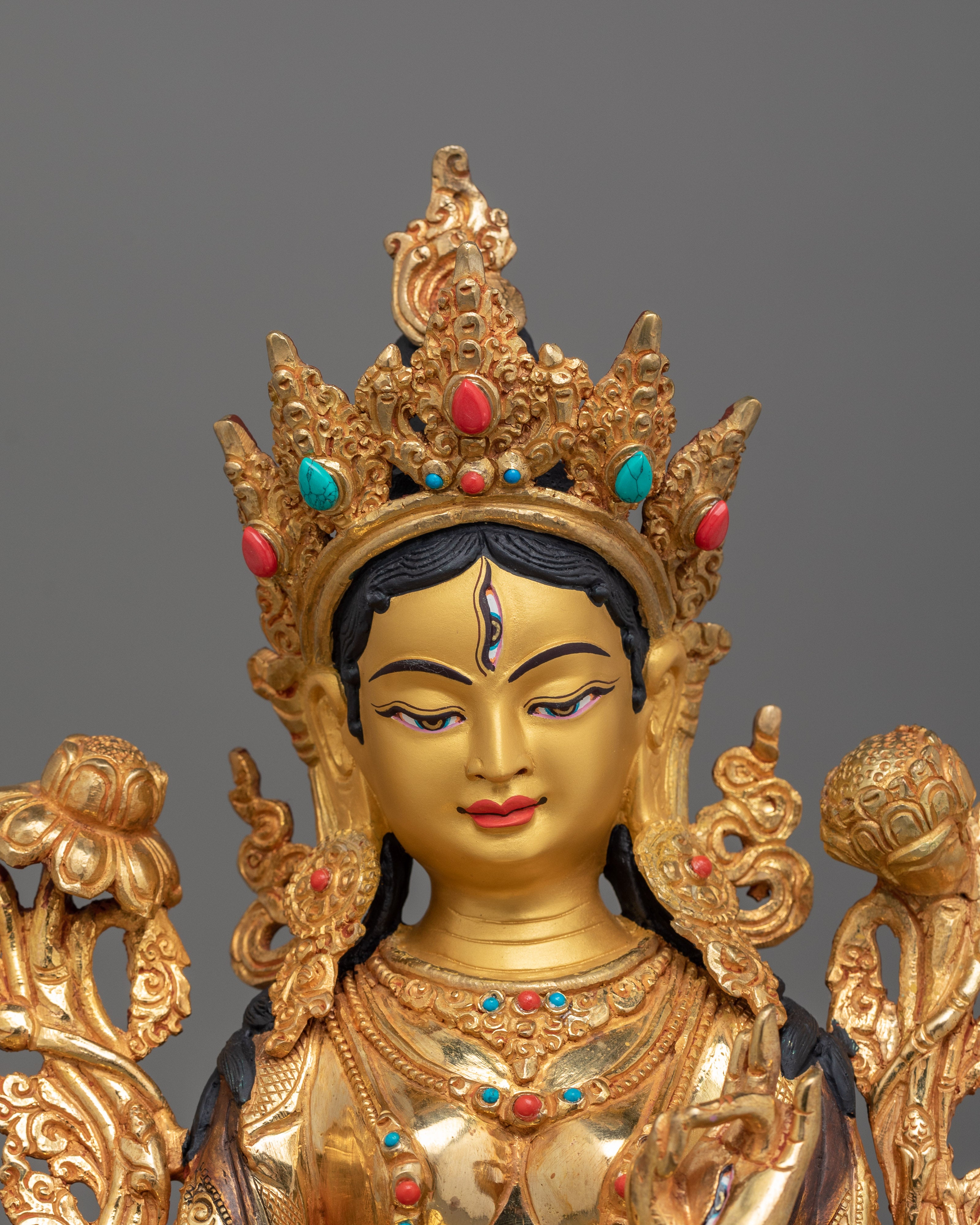 White Tara Spiritual Decor Figurine | Female Bodhisattva Statue for Meditation and Rituals