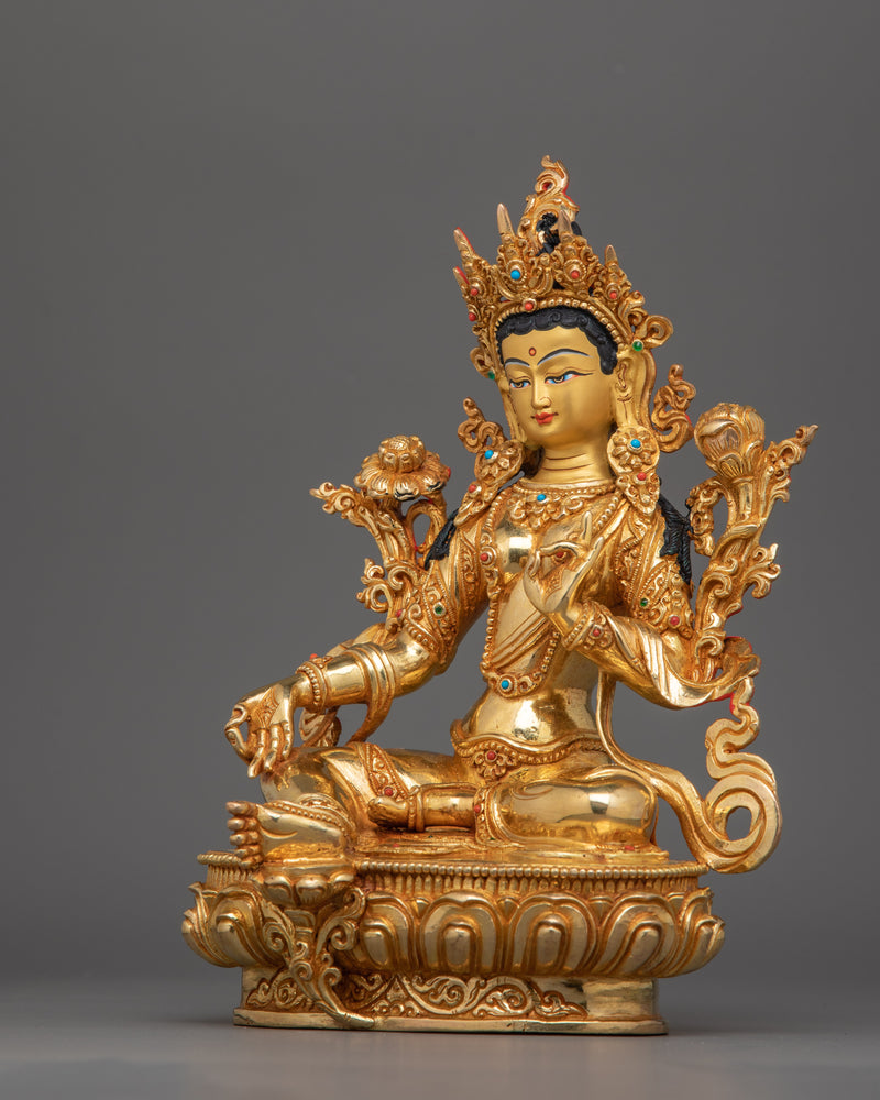 Handmade Green Tara Dharma Sculpture | The Goddess of Compassion