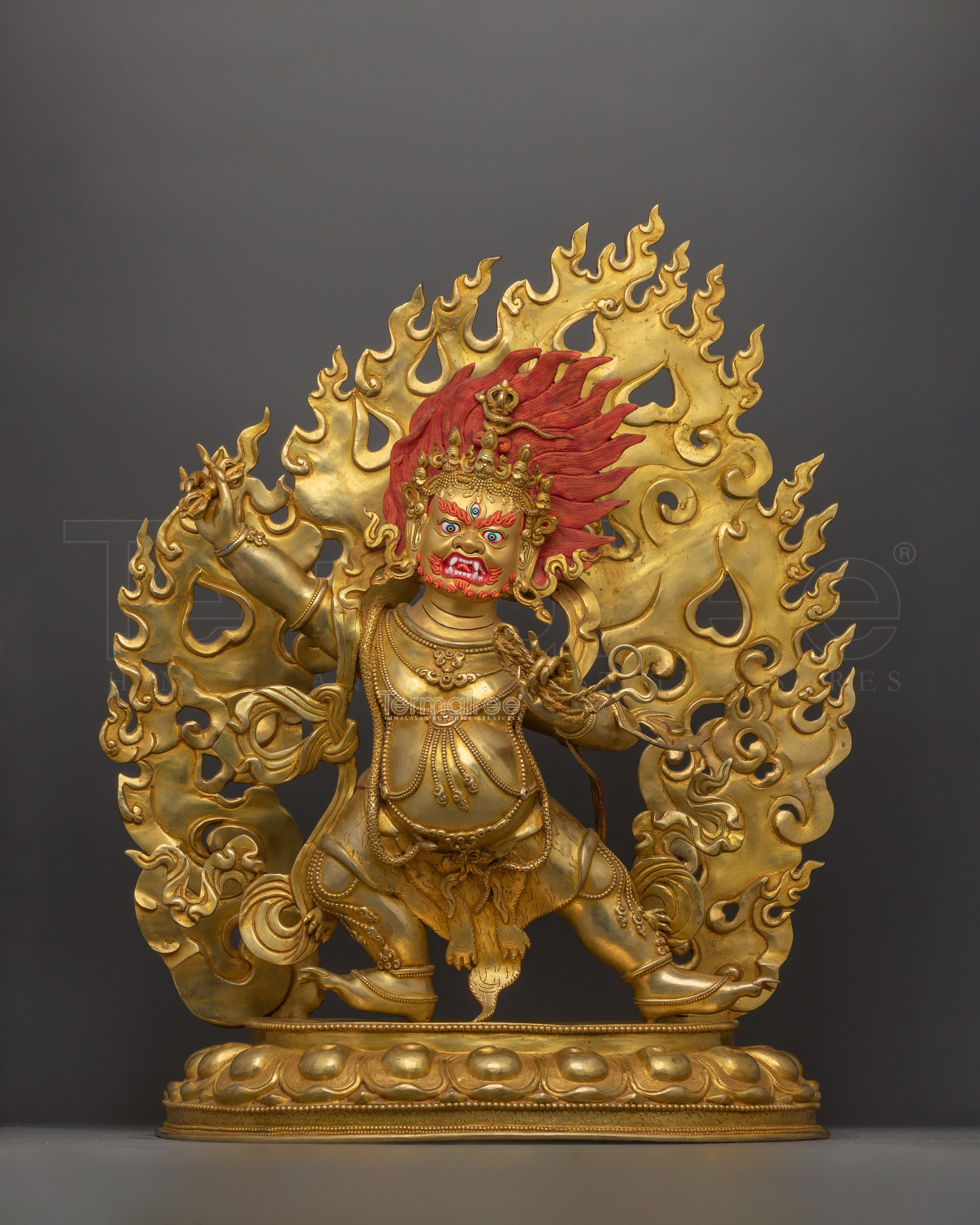 24K Gold Dharma Protector Wrathful Vajrapani | Guardian of Wisdom Sacred Figurine