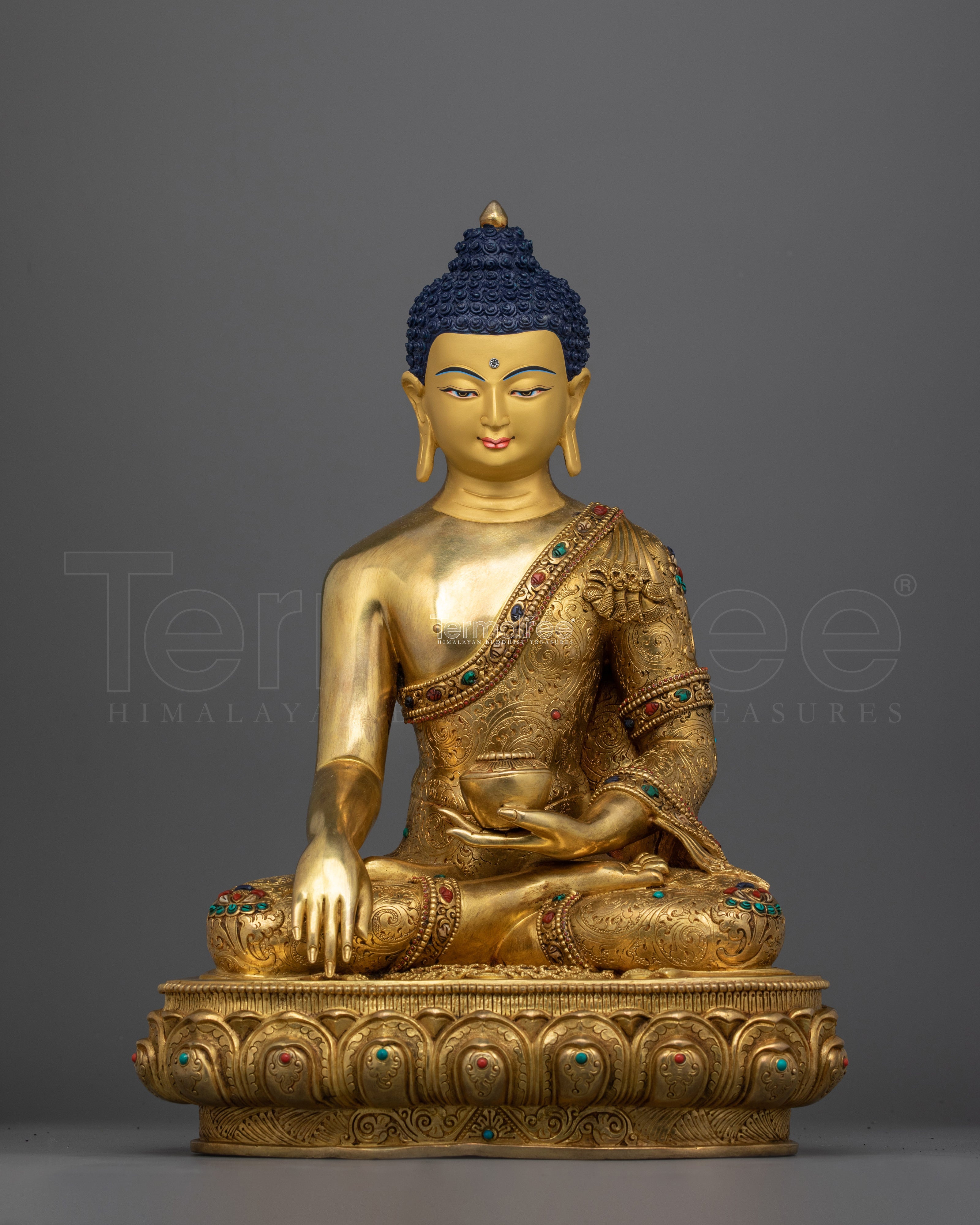 Shakyamuni Buddha Founder of Buddhism Sculpture | 24K Gold Gilded Sacred Figurine