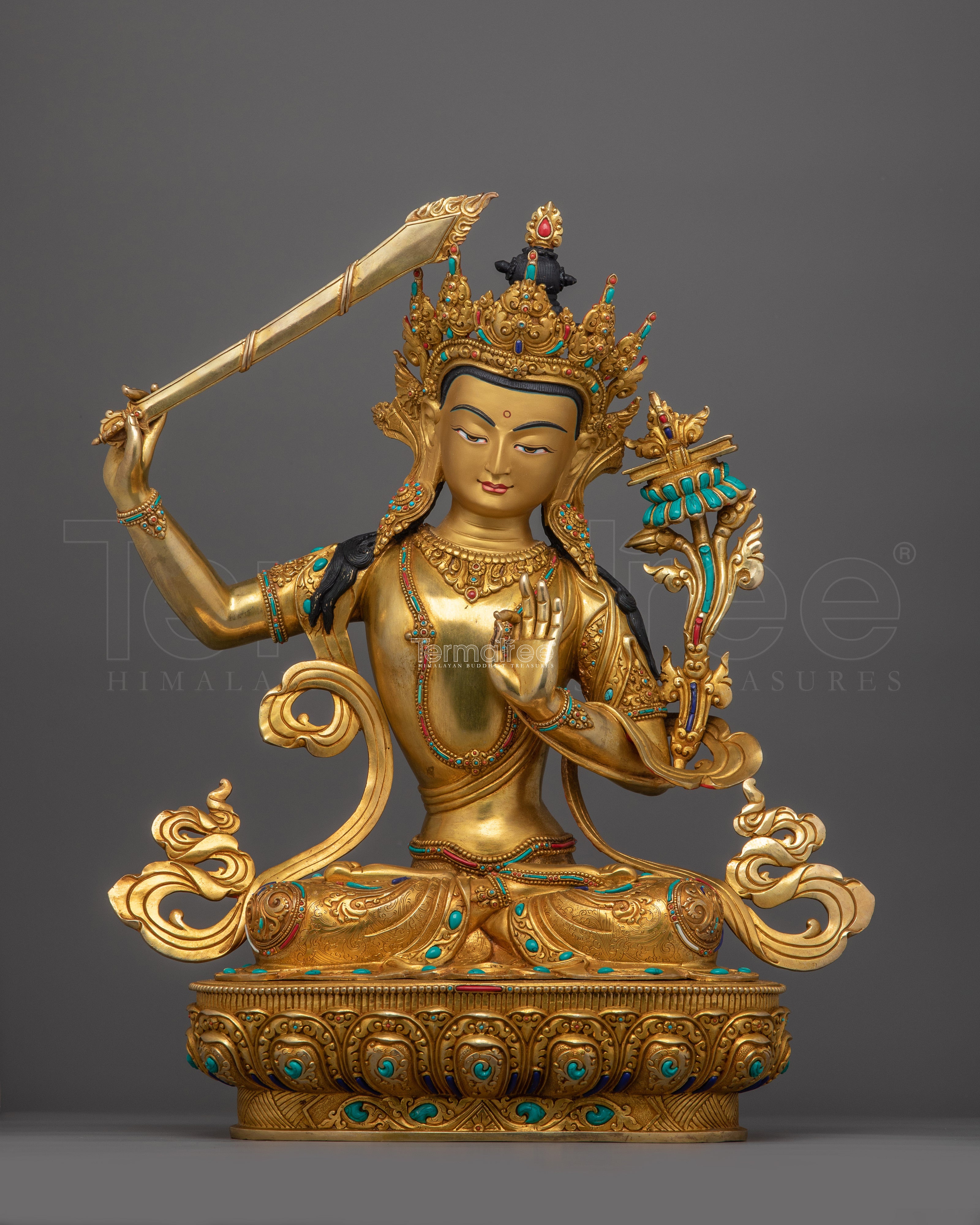 Bodhisattva Manjushri Buddhist Altar Statue | Sacred Buddhist Wisdom Icon