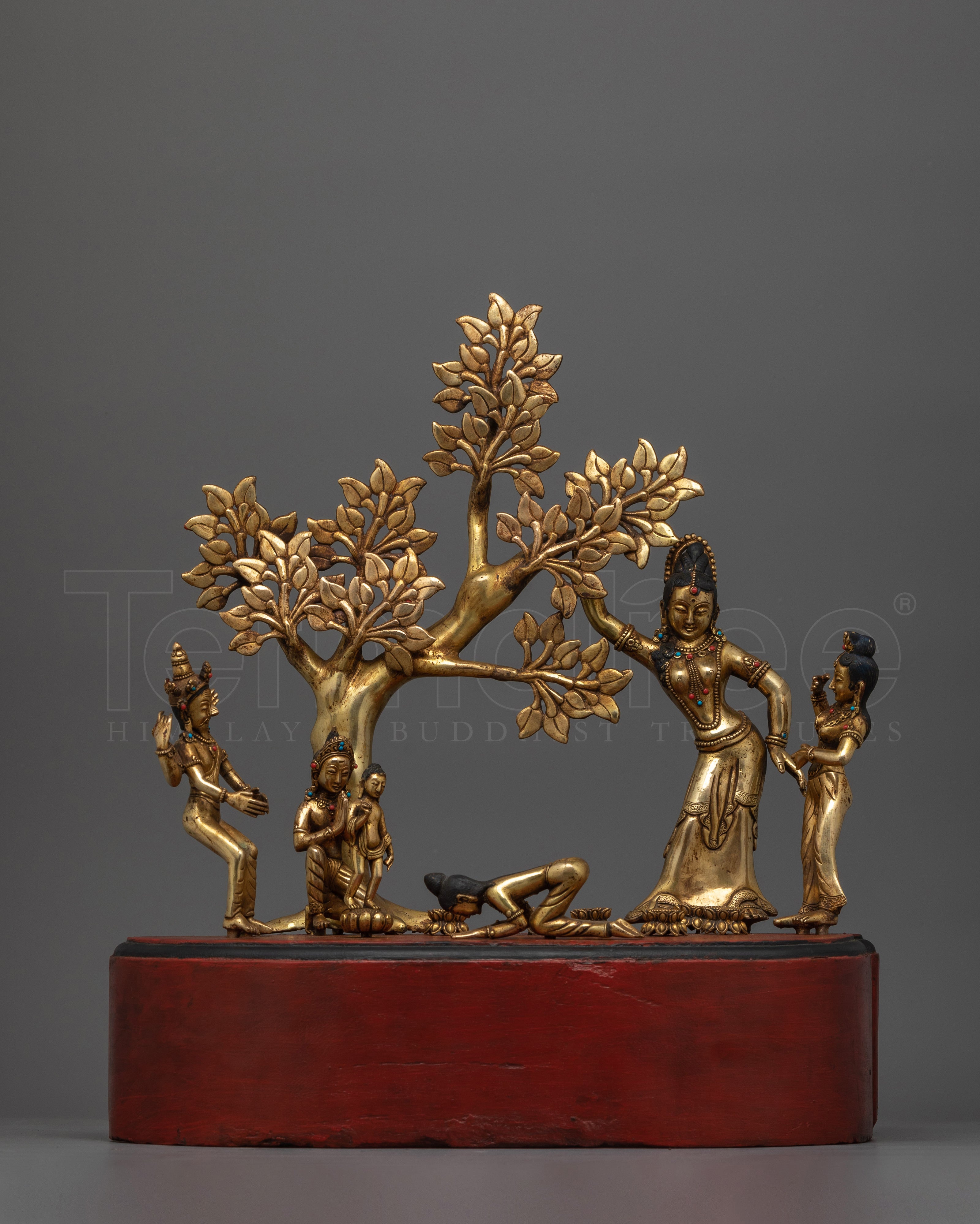Birth of Gautam Buddha Figurine 24K Gold Gilded Artwork | A Sacred Representation of Enlightenment