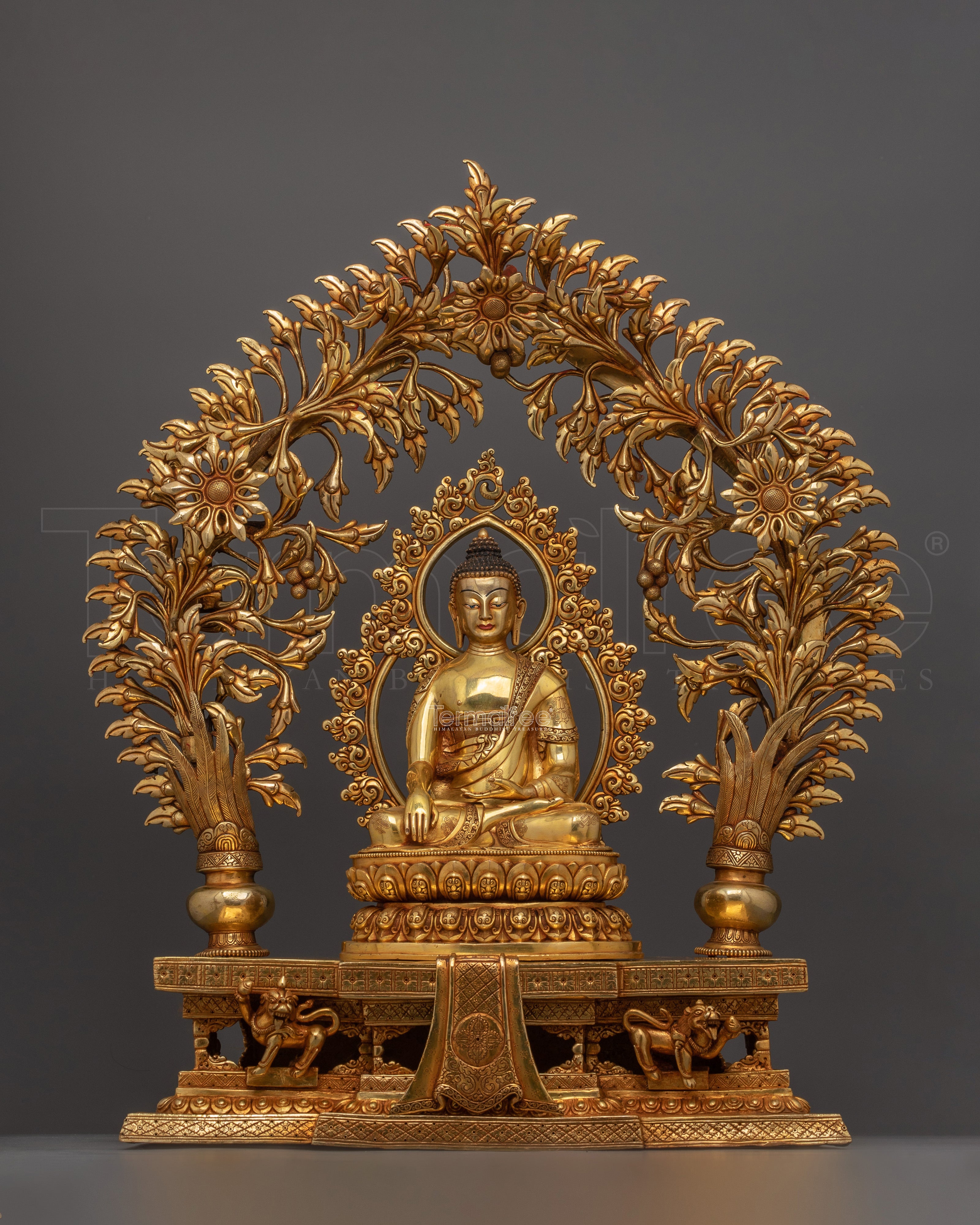 Enlighten Guru Shakyamuni Buddha with Halo and Throne | Statue for Enlightenment and Meditation