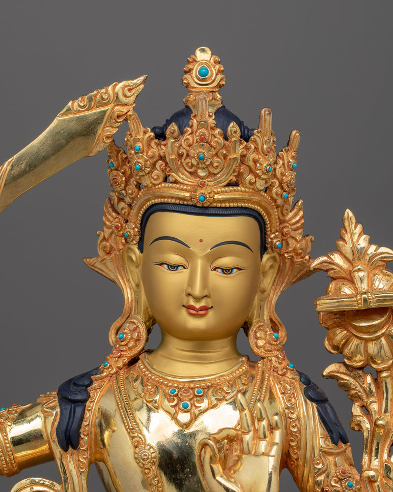 Tibetan Manjushri Figurine for Shrine | Guide to Knowledge and Spiritual Awakening