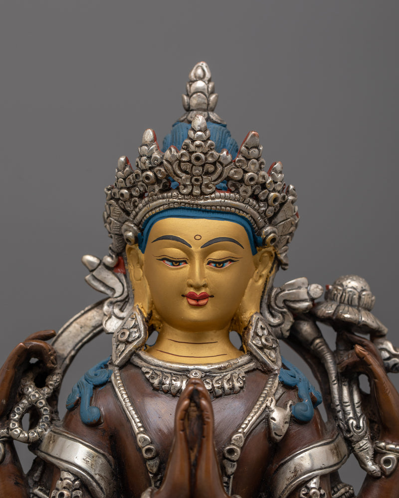 Compassionate Protector Avalokiteshvara Sculpture | Traditional Sculpture of Chenrezig