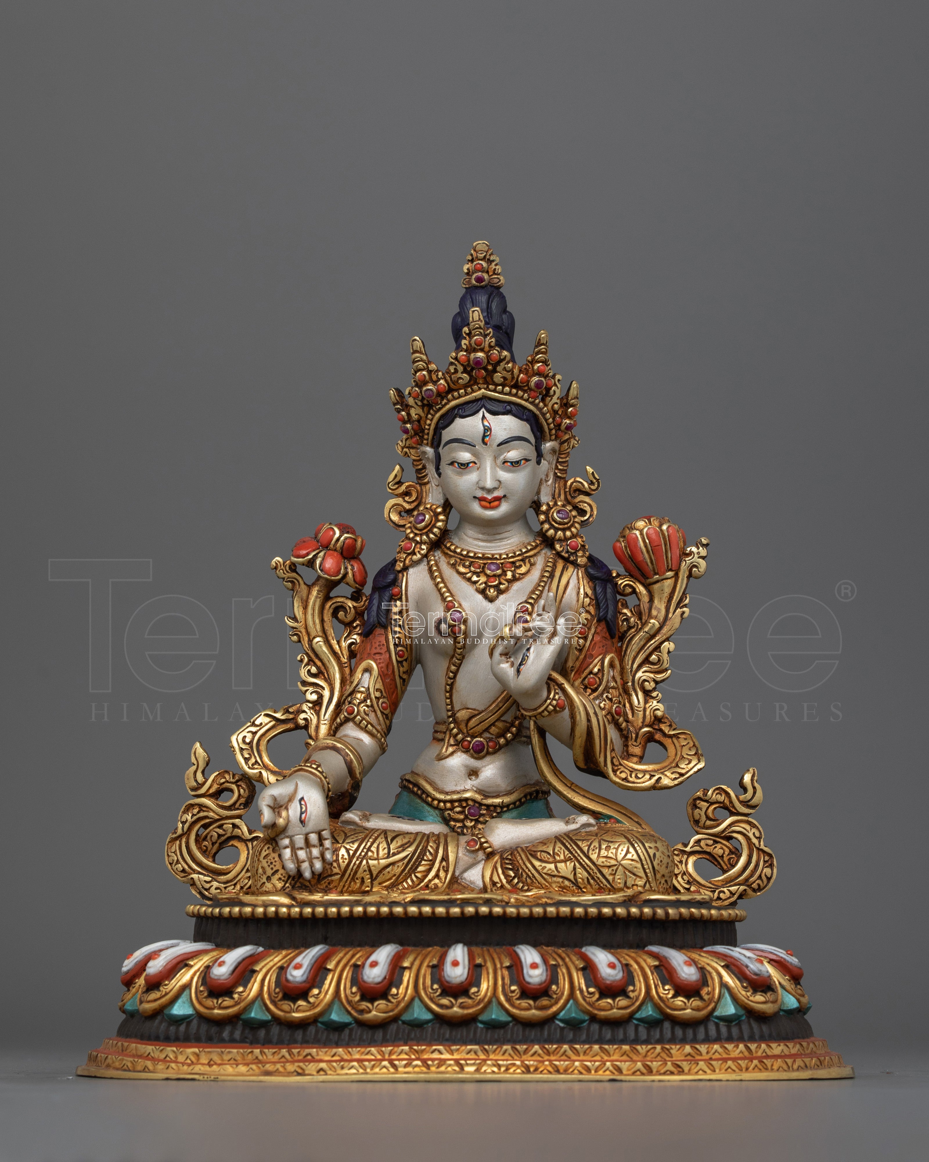 Tibetan Buddhism Longevity Feminine Deity White Tara Statue | Compassionate Buddhist Deity