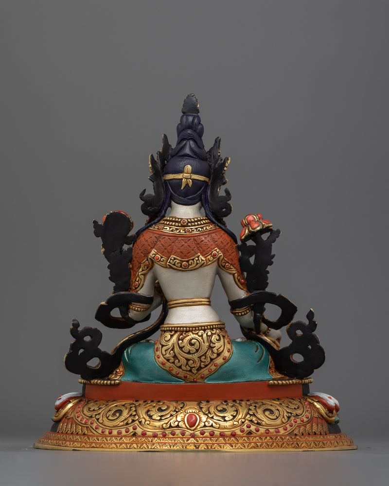 Tibetan Buddhism Longevity Feminine Deity White Tara Statue | Compassionate Buddhist Deity