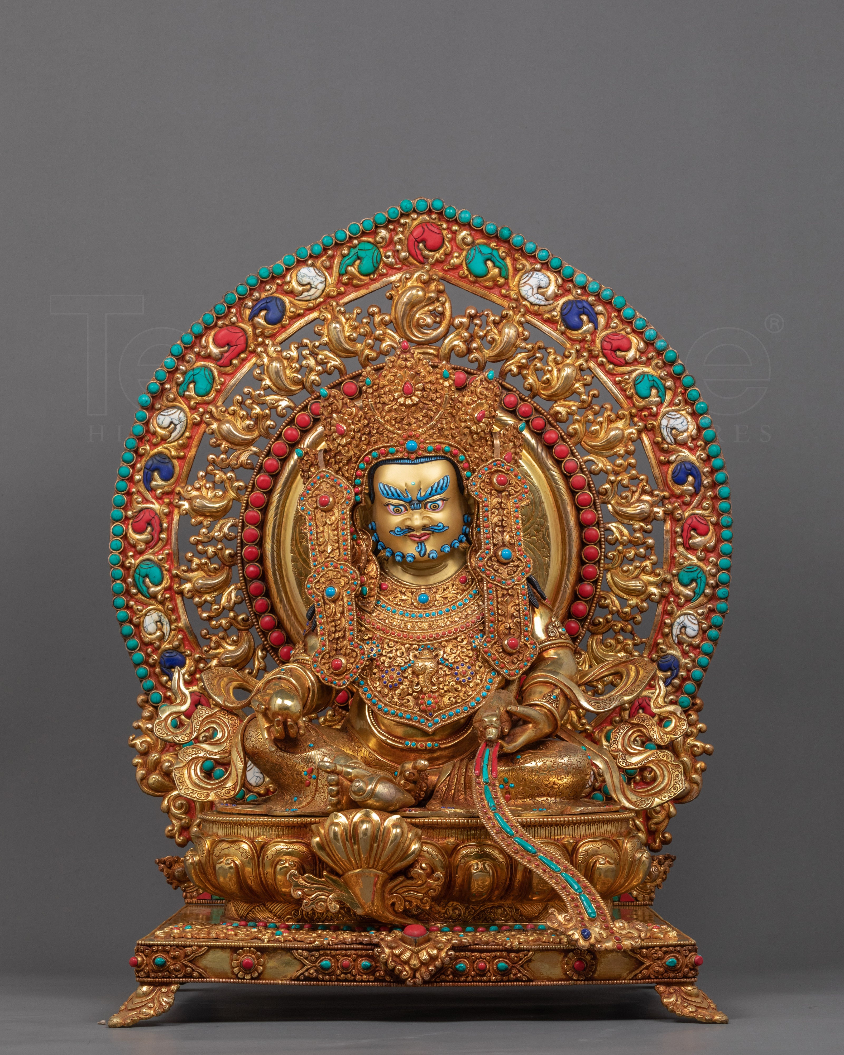 Large Dzambhala Sculpture | Traditionally Hand Carved Buddhist Art