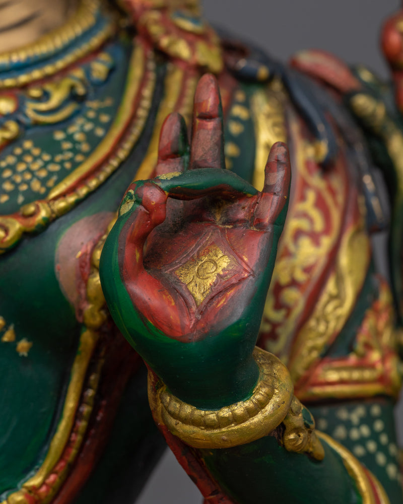 Tibetan Buddhist Green Tara Great Liberator Figurine | Sacred Sculpture for Buddhist Shrines