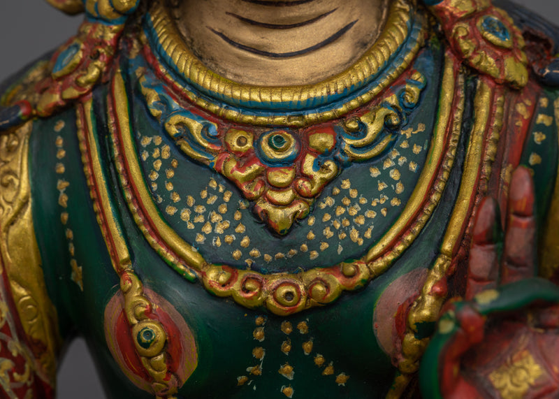 Tibetan Buddhist Green Tara Great Liberator Figurine | Sacred Sculpture for Buddhist Shrines