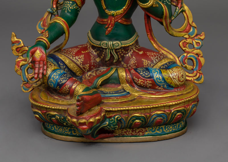 Tibetan Buddhist Green Tara Great Liberator Figurine | Sacred Sculpture for Buddhist Shrines