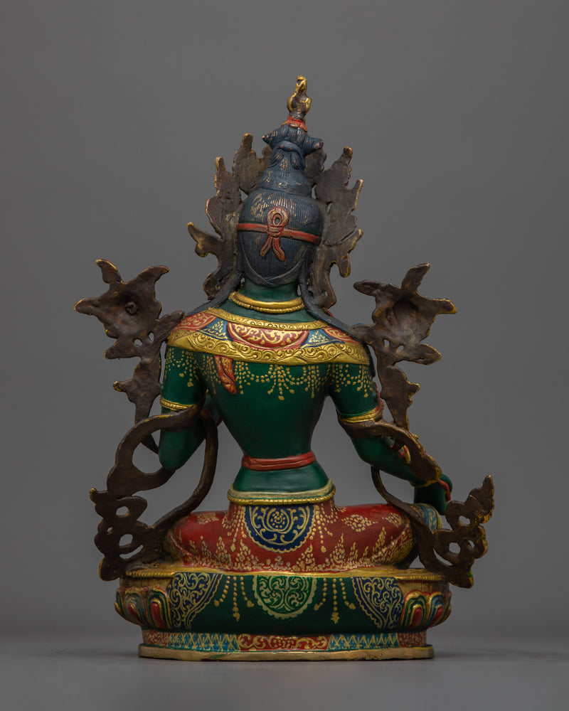 Tibetan Buddhist Green Tara Great Liberator Figurine | Sacred Sculpture for Buddhist Shrines