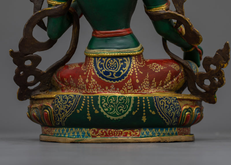 Tibetan Buddhist Green Tara Great Liberator Figurine | Sacred Sculpture for Buddhist Shrines