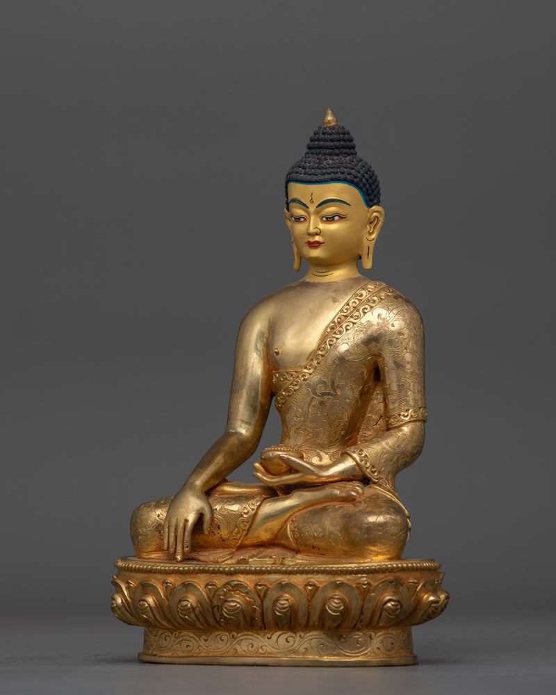 Meditation Shakyamuni Buddha Sculpture for Buddhist Altars | 24K Gold Gilded Buddhist Icon