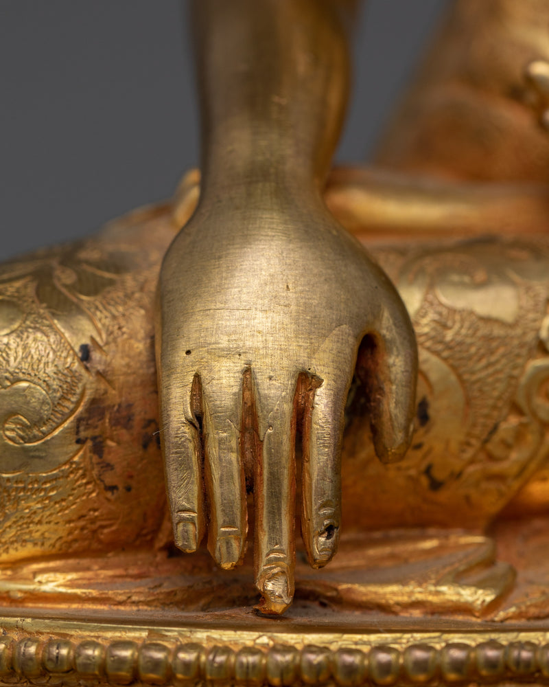 Meditation Shakyamuni Buddha Sculpture for Buddhist Altars | 24K Gold Gilded Buddhist Icon