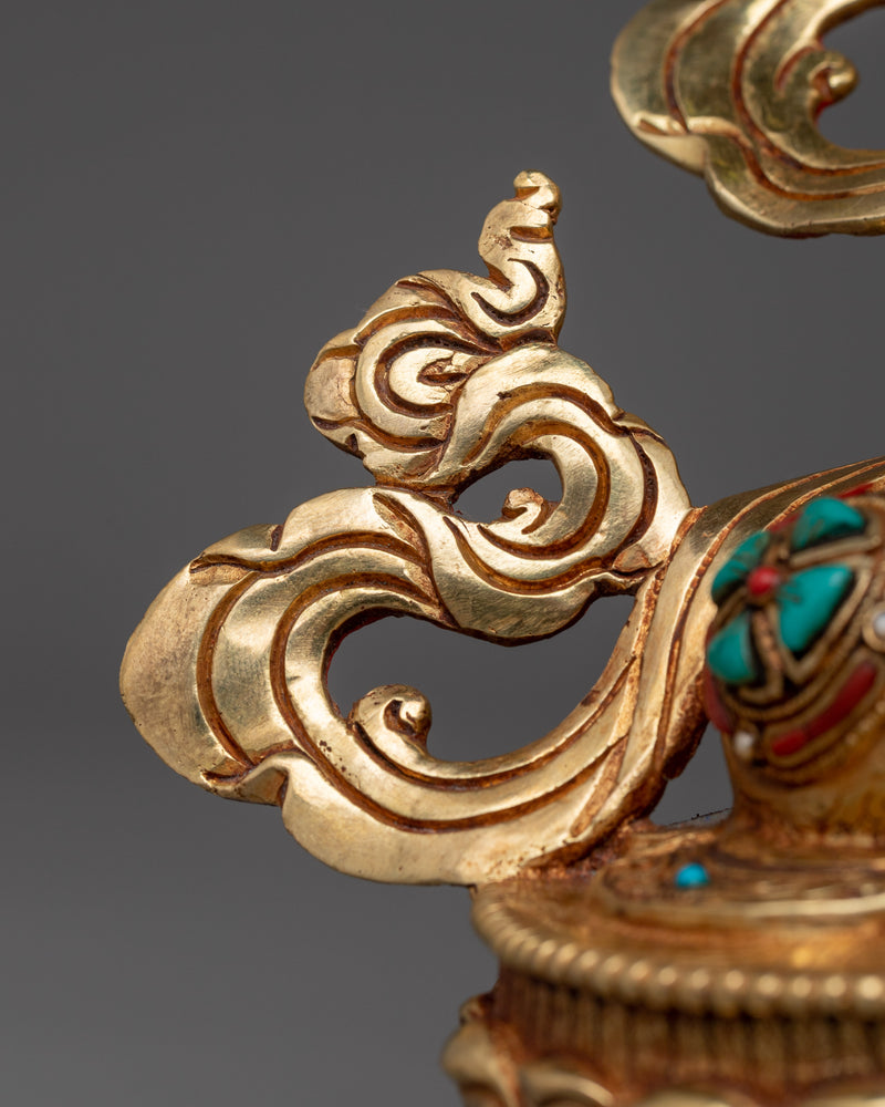 24K Gold Gilded Amitayus Buddhist Sculpture | Figure of Immortality and Compassion