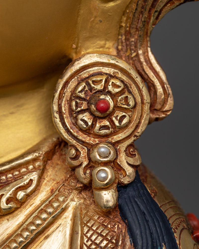 24K Gold Gilded Amitayus Buddhist Sculpture | Figure of Immortality and Compassion