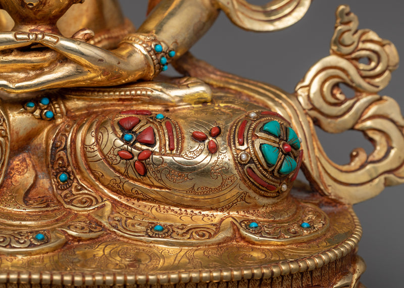 24K Gold Gilded Amitayus Buddhist Sculpture | Figure of Immortality and Compassion